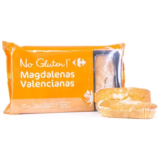 Magdalenas valencianas Carrefour No Gluten sin gluten y sin lactosa 220 g. — otra vista del envase