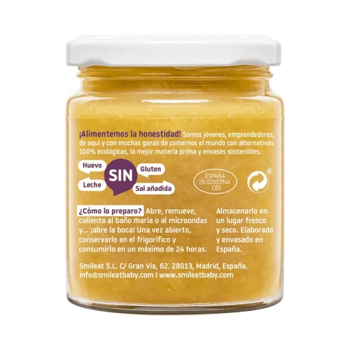 Tarrito de guisito de alubias desde 6 meses ecológico Smileat sin gluten 230 g. — otra vista del envase