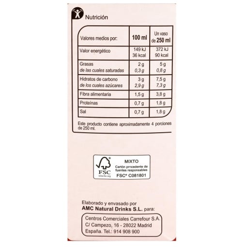 Gazpacho Carrefour sin gluten 1 l. — otra vista del envase