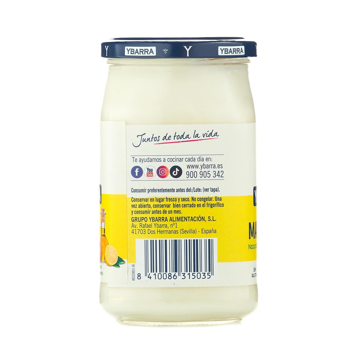 Mayonesa Ybarra sin gluten y sin lactosa tarro 450 ml. — otra vista del envase