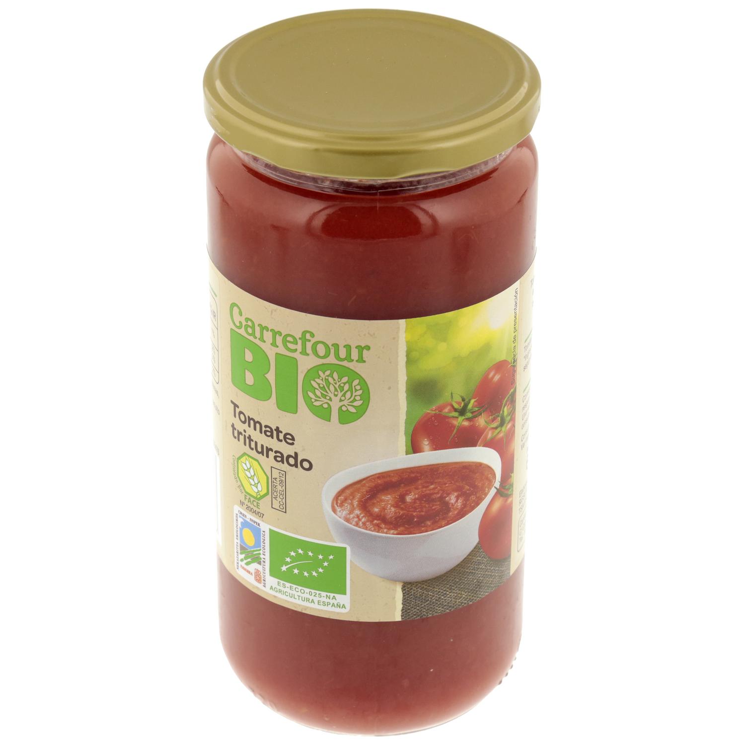 Tomate triturado primera ecológico Carrefour Bio sin gluten 660 g. — otra vista del envase