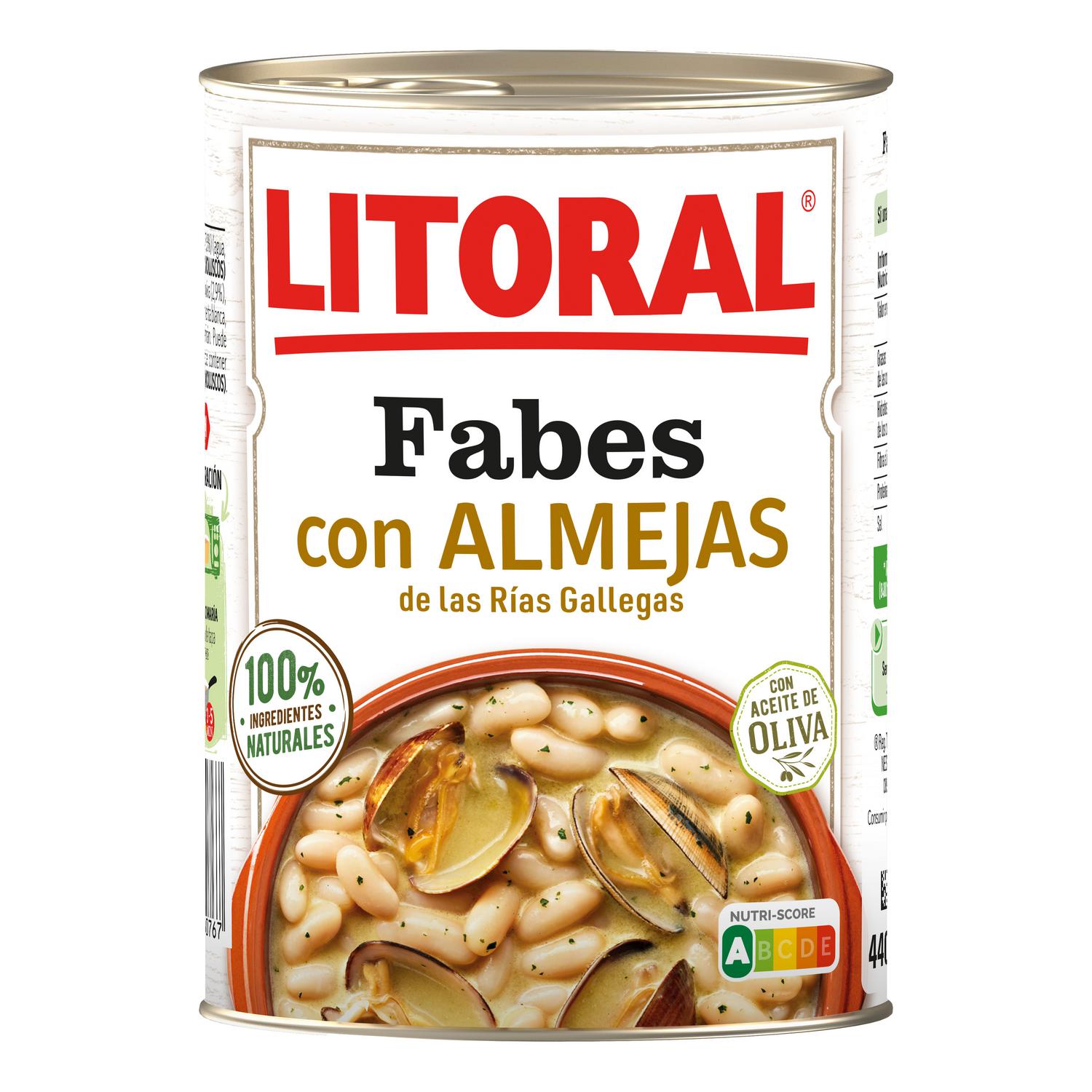 Fabes con almejas Litoral sin gluten 440 g. — otra vista del envase