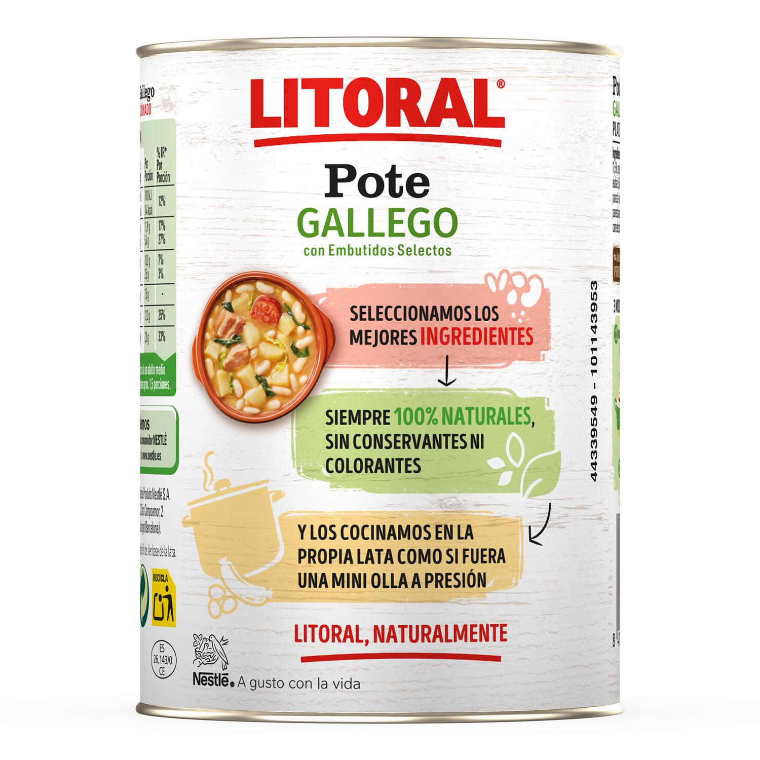 Pote gallego Litoral sin gluten 430 g. — otra vista del envase