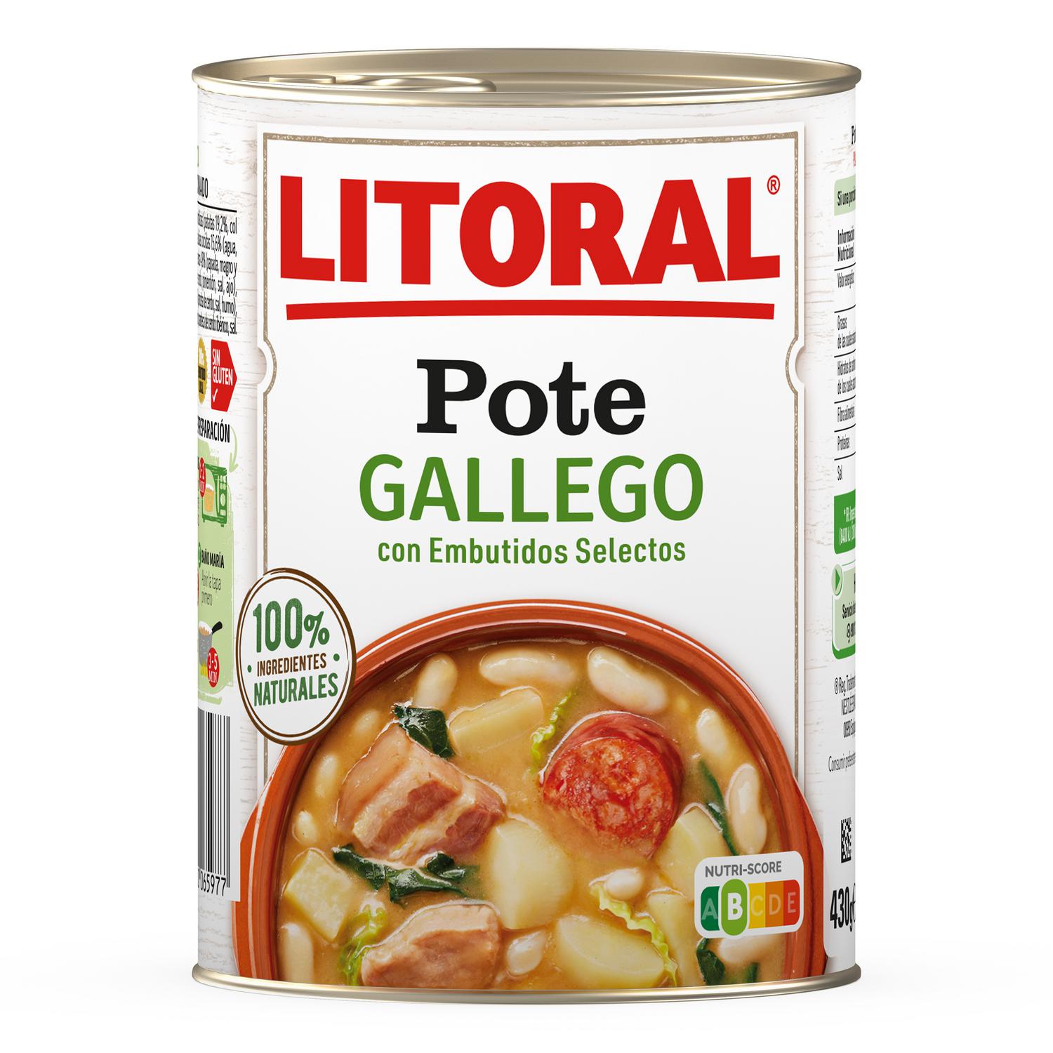 Pote gallego Litoral sin gluten 430 g. — otra vista del envase