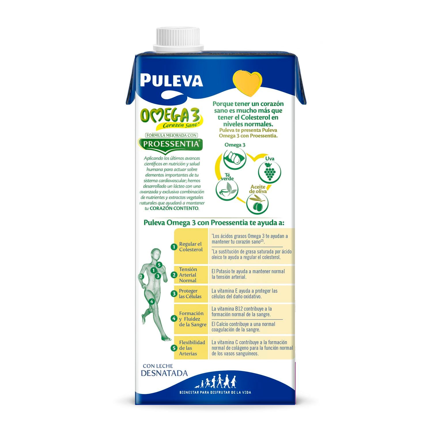 Preparado lácteo Omega 3 Puleva sin gluten brik 1 l. — otra vista del envase