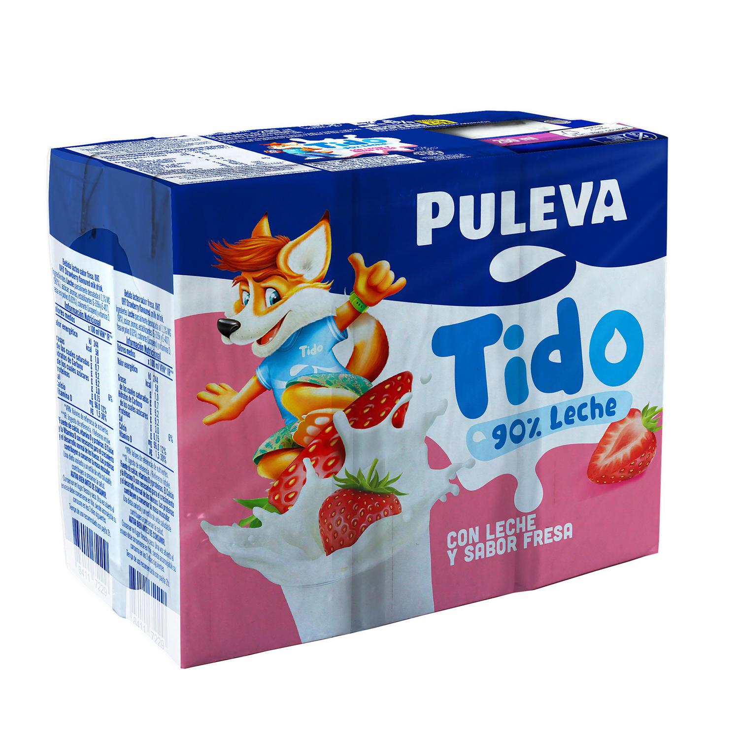Batido de fresa Puleva sin gluten pack de 6 briks de 200 ml. — otra vista del envase