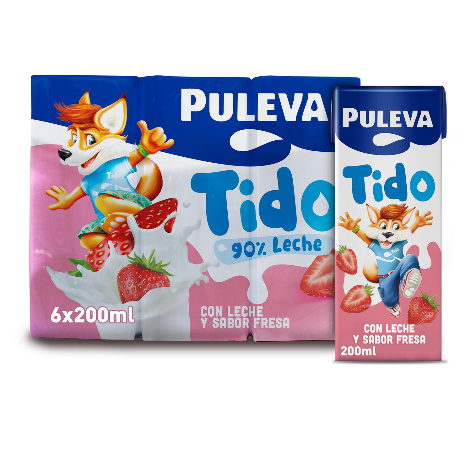 Batido de fresa Puleva sin gluten pack de 6 briks de 200 ml. — otra vista del envase