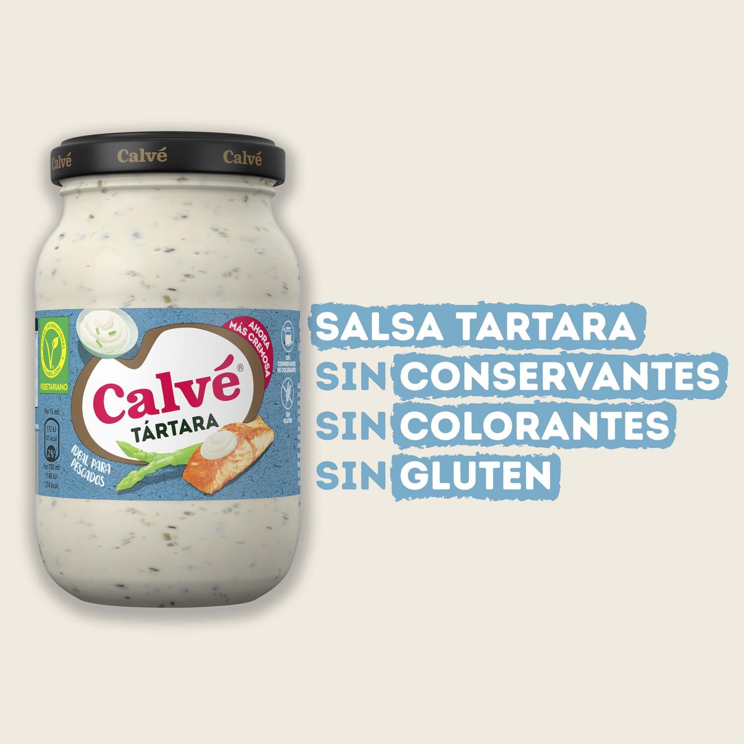 Salsa Tártara Calvé sin gluten 210 ml. — otra vista del envase