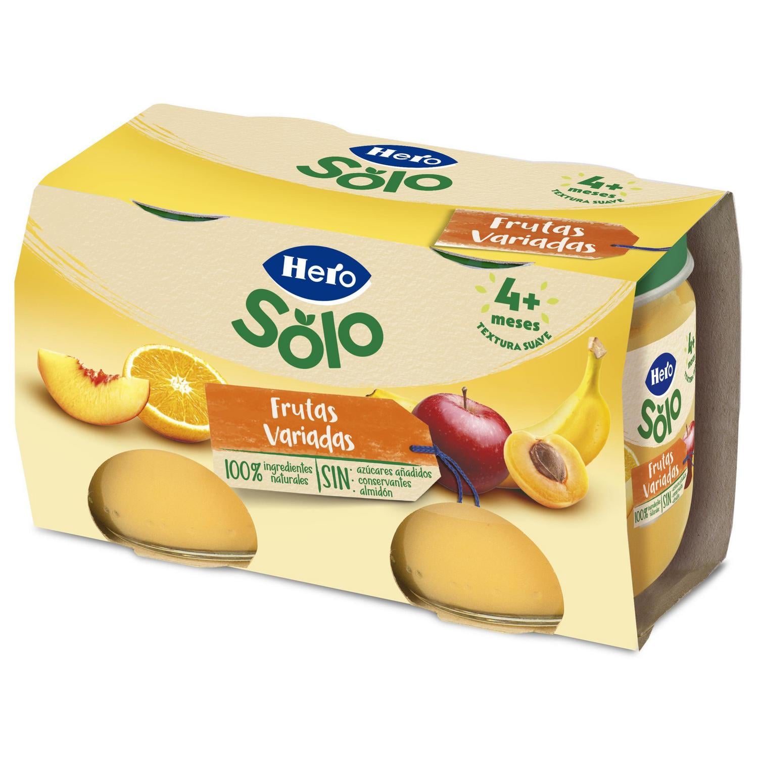 Tarrito de frutas variadas desde 4 meses Hero Baby sin gluten pack de 2 unidades de 120 g. — otra vista del envase
