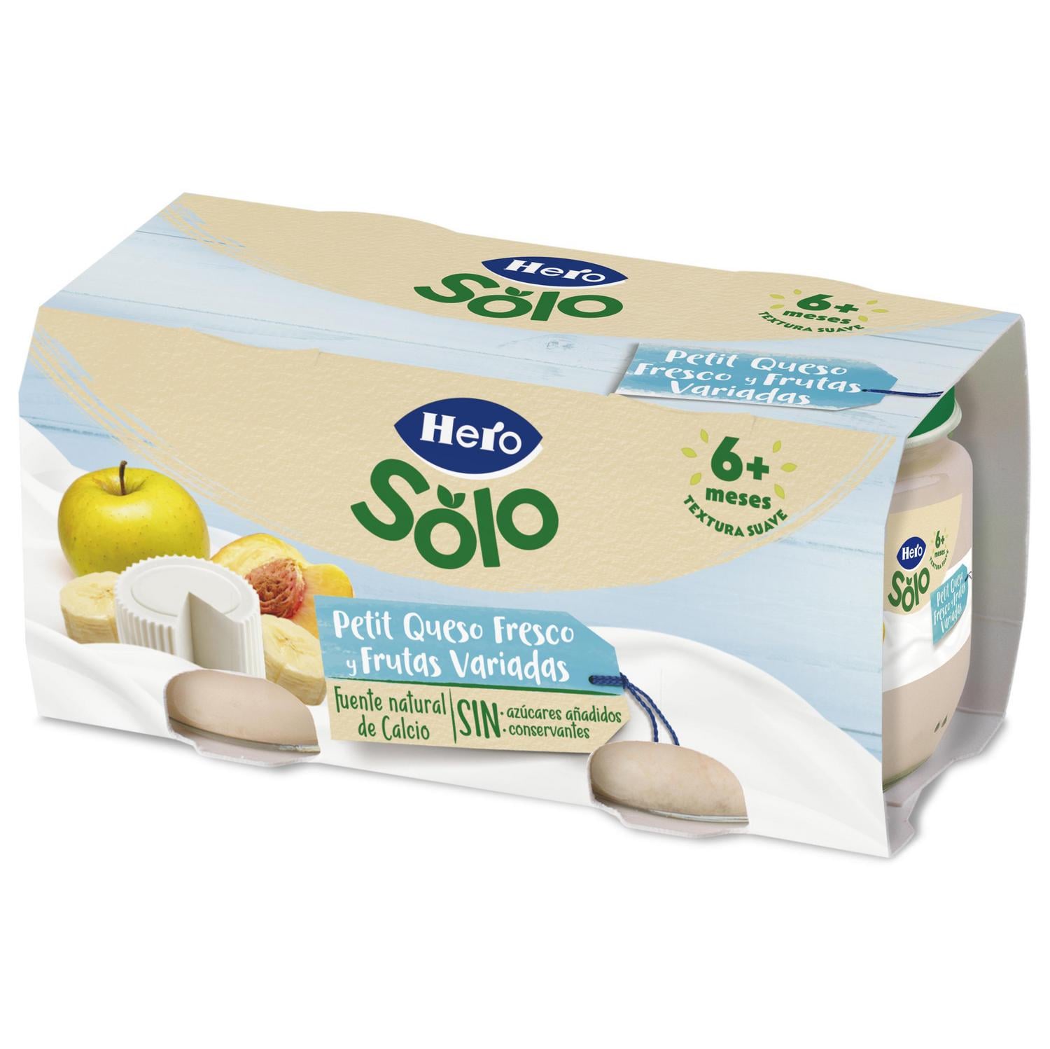 Yogur infantil petit queso fresco y frutas variadas desde 6 meses Hero Baby sin gluten pack de 2 unidades de 80 g. — otra vista del envase