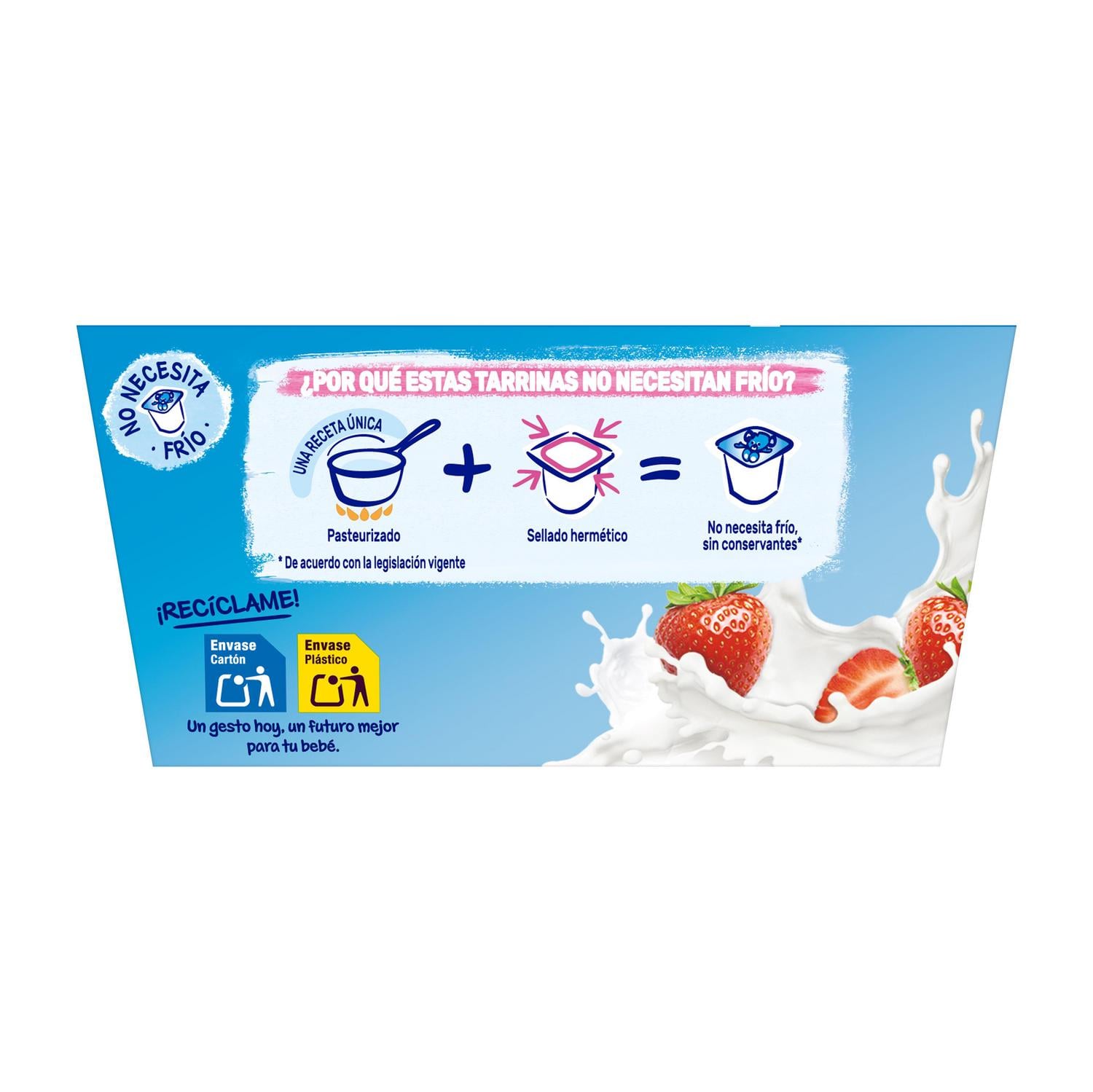 Postre lácteo fresa desde 8 meses Nestlé Yogolino sin gluten pack de 4 unidades de 100 g. — otra vista del envase