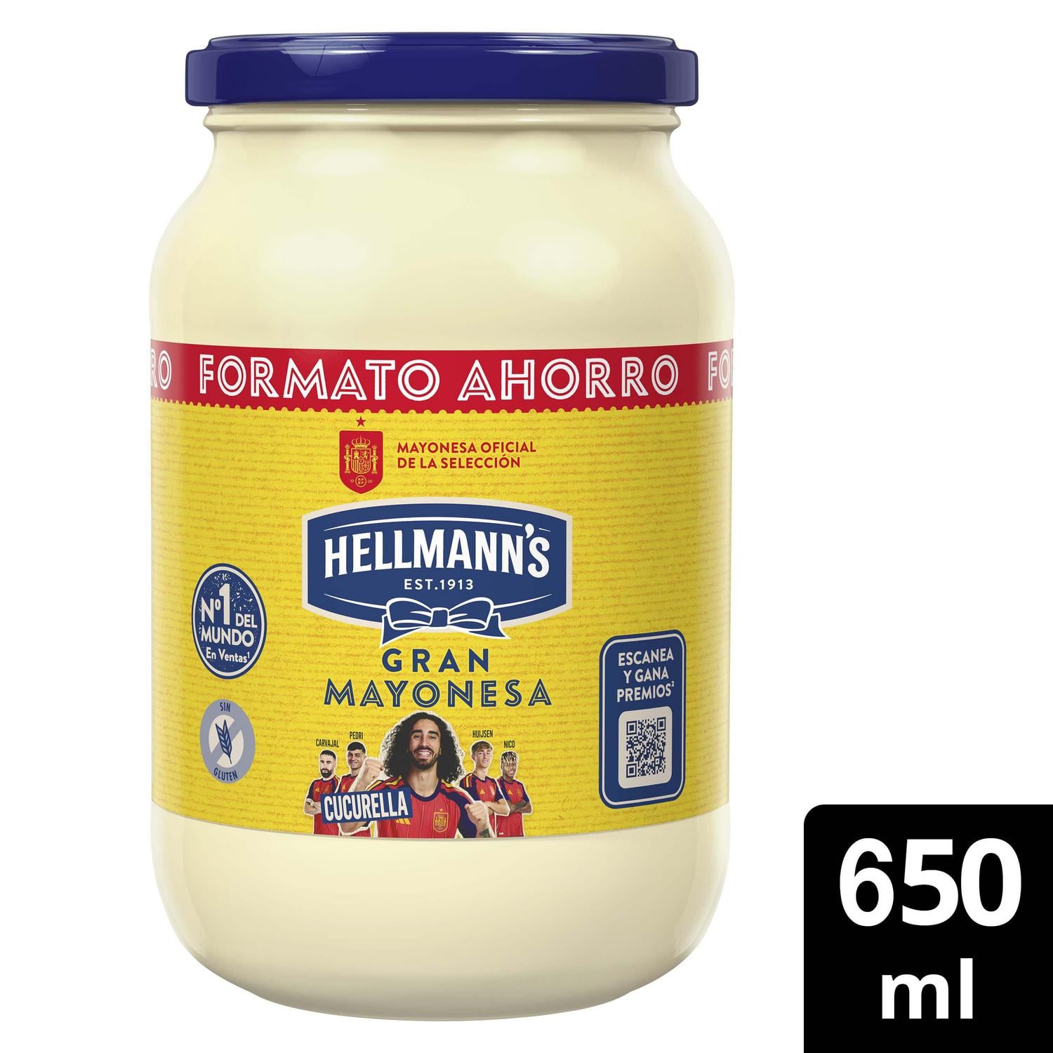 Mayonesa Hellmann's sin gluten y sin lactosa tarro 650 ml. — otra vista del envase