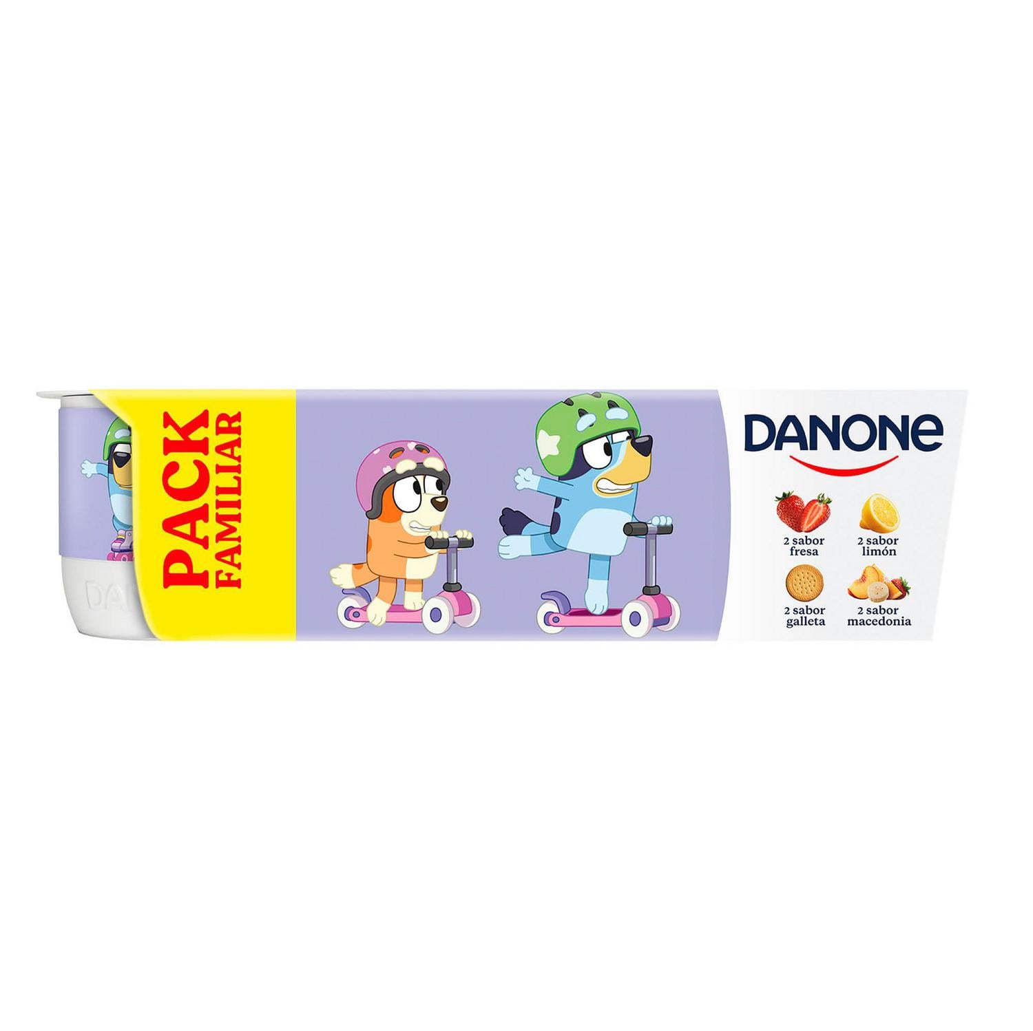Yogur sabor limón, galleta, fresa y macedonia Danone sin gluten pack de 8 unidades de 120 g. — otra vista del envase