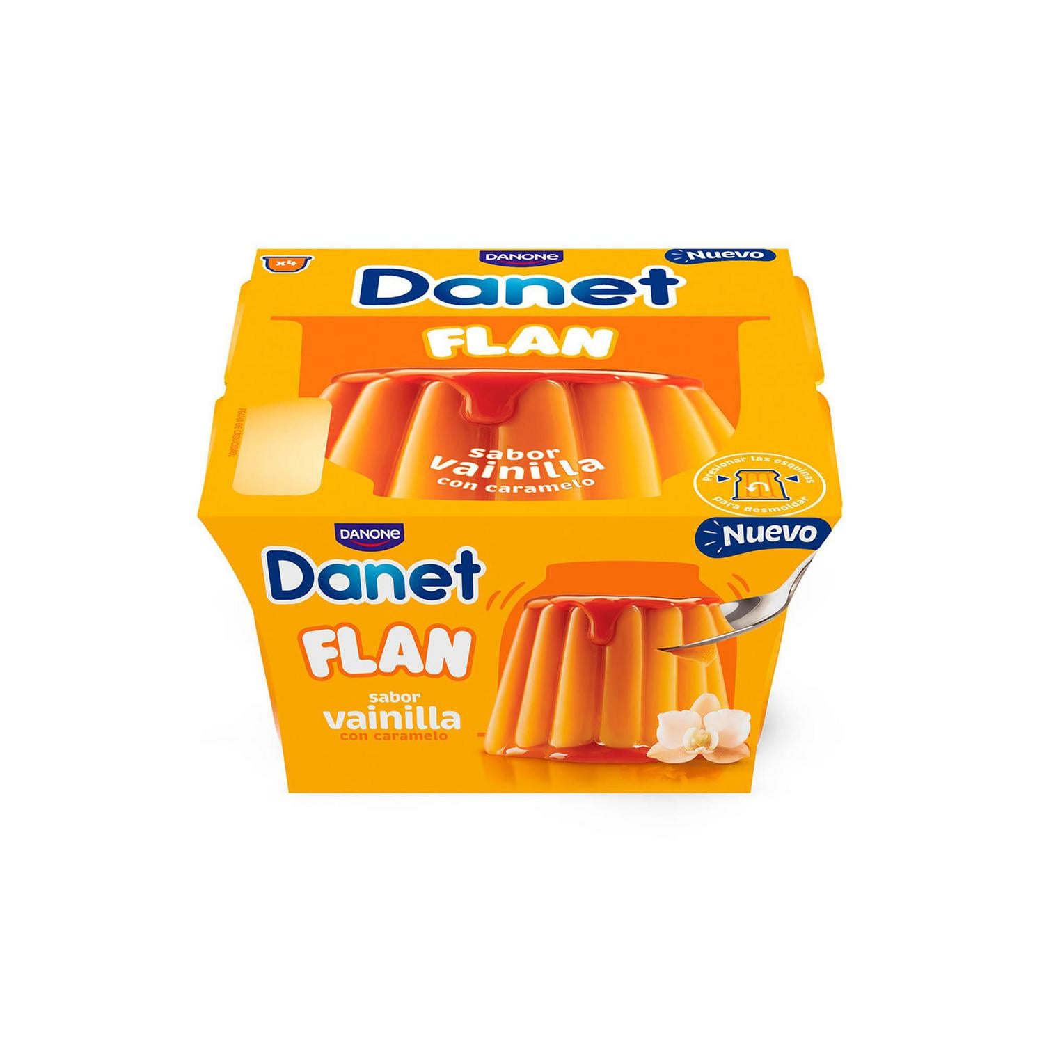 Flan de vainilla Danone Danet sin gluten pack de 4 unidades de 95 g. — otra vista del envase