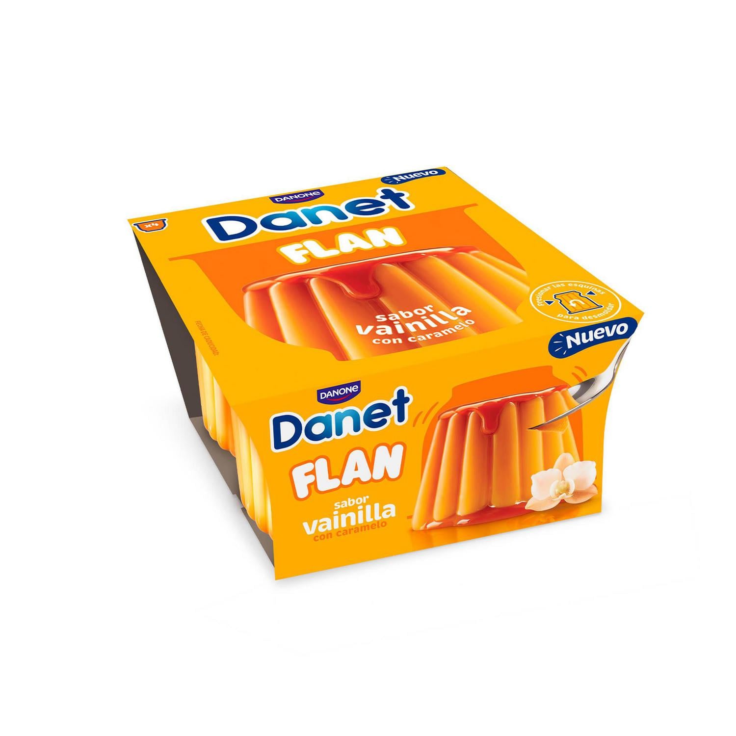 Flan de vainilla Danone Danet sin gluten pack de 4 unidades de 95 g. — otra vista del envase
