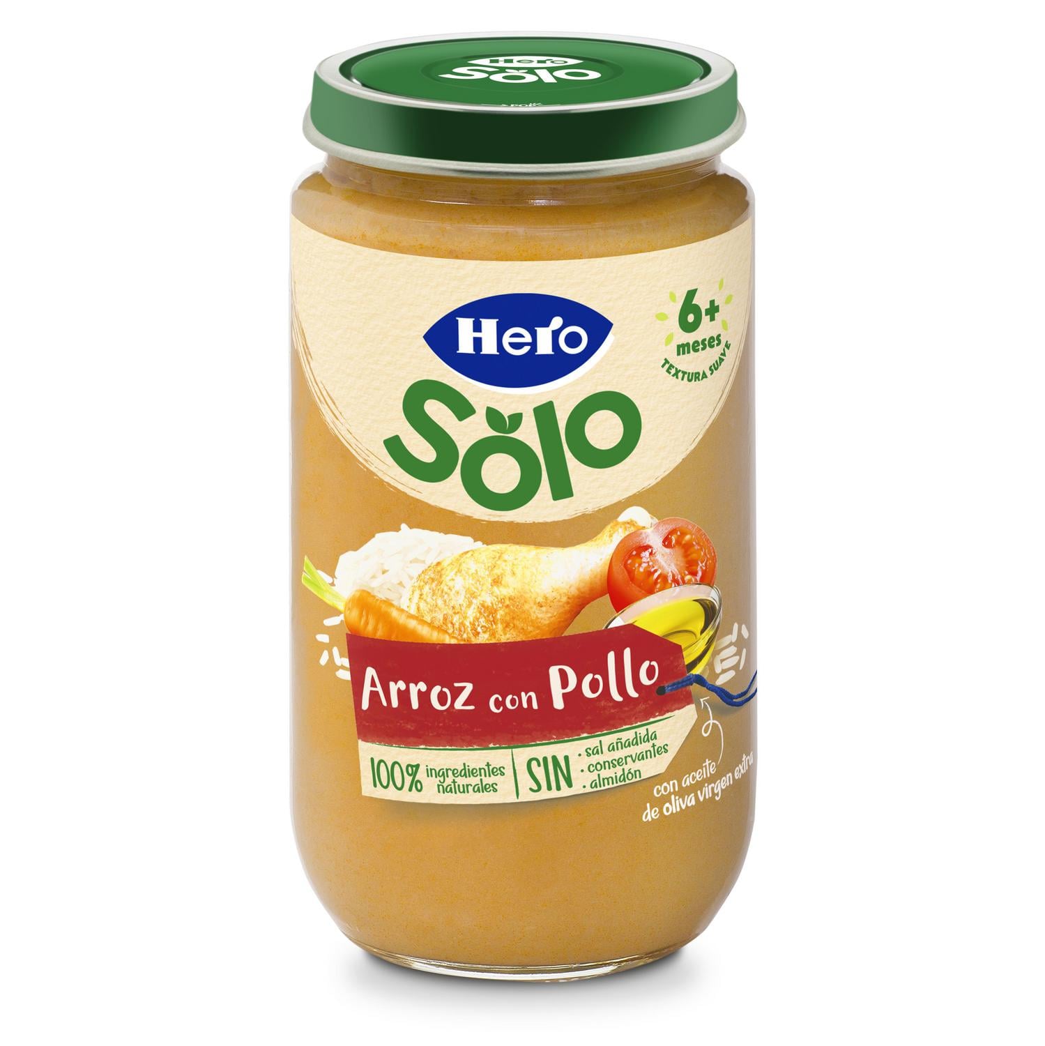 Tarrito de arroz con pollo desde 6 meses Hero Solo sin gluten 235 g. — otra vista del envase