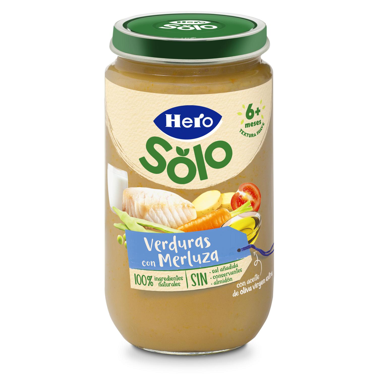 Tarrito de verduritas con merluza desde 6 meses Hero Solo sin gluten 235 g. — otra vista del envase