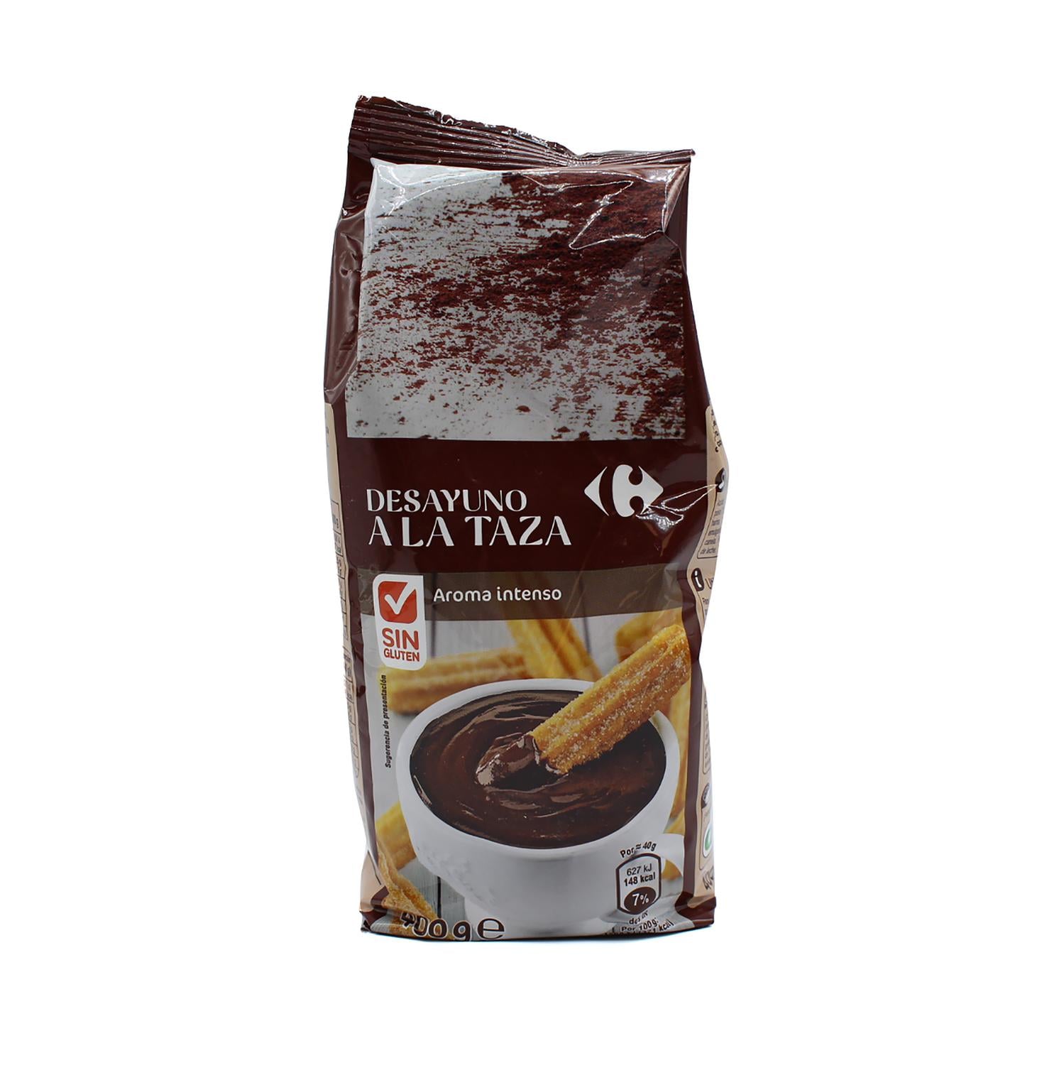 Chocolate a la taza en polvo Carrefour sin gluten 400 g. — otra vista del envase