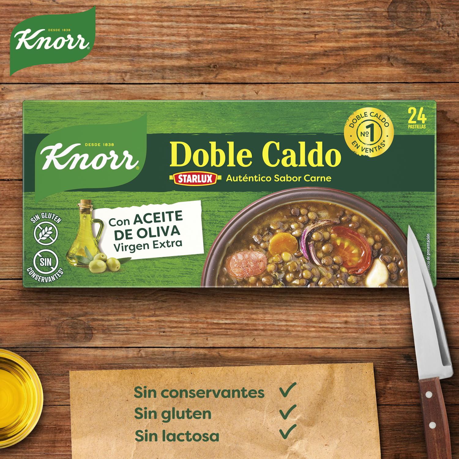 Caldo de carne Knorr sin gluten 24 pastillas — otra vista del envase