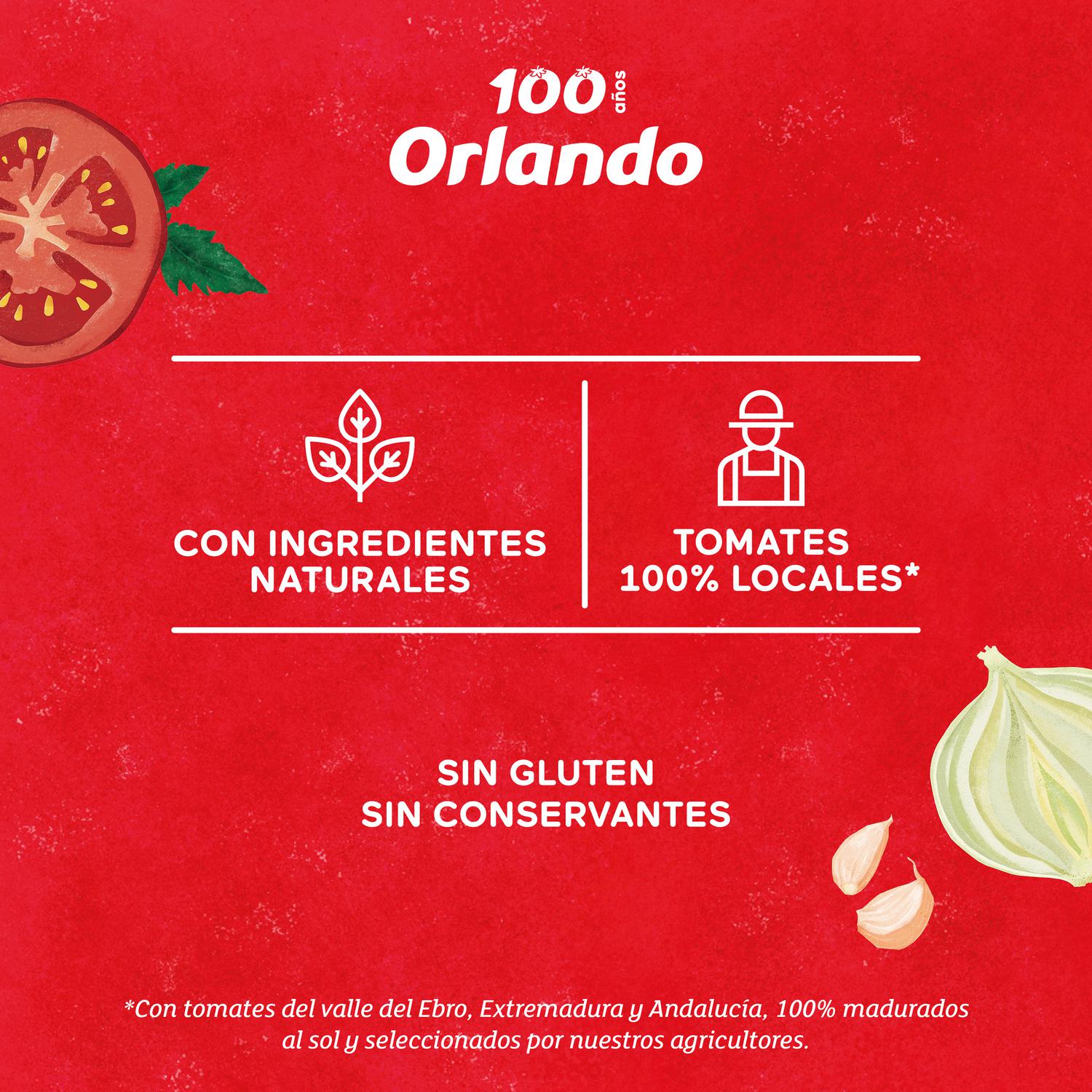 Tomate frito Orlando sin gluten pack de 3 unidades de 350 g. — otra vista del envase