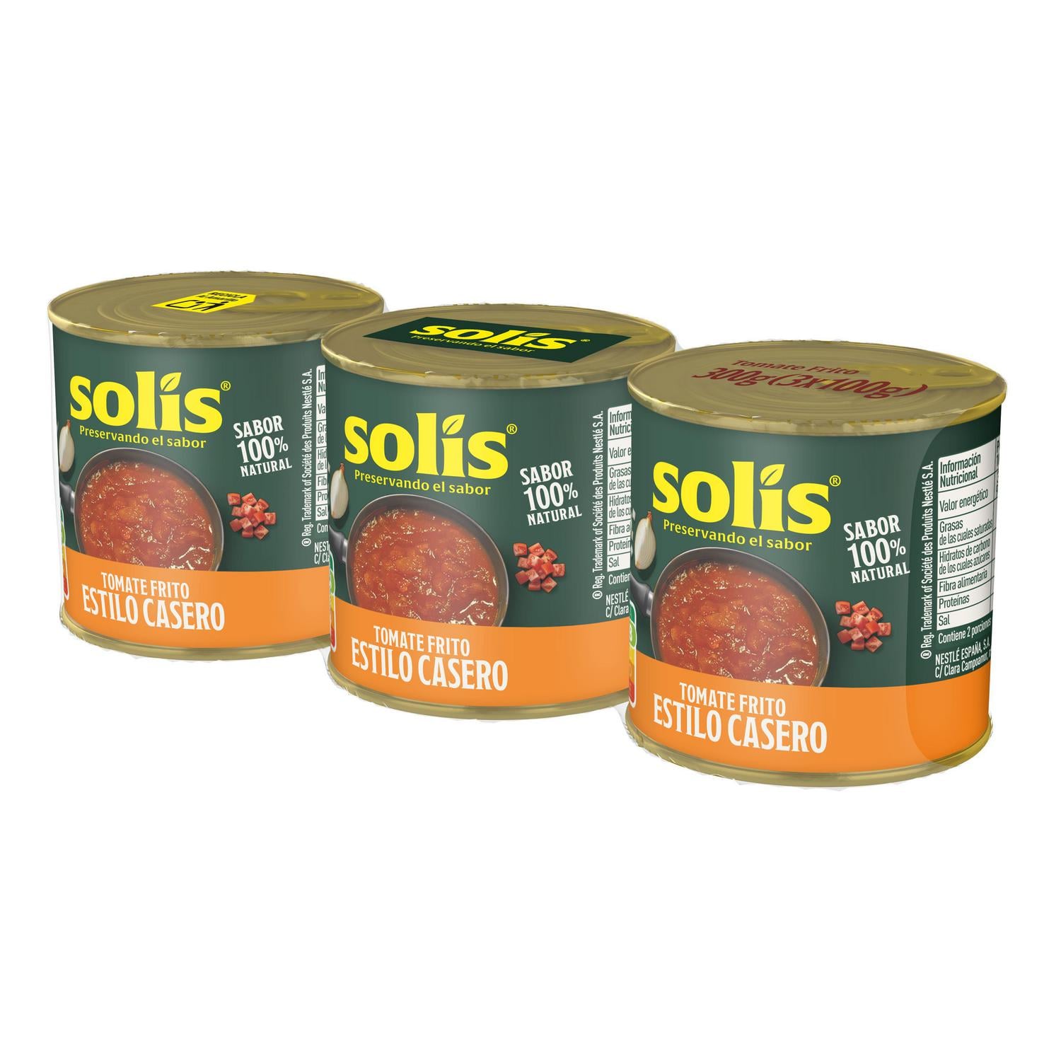 Tomate frito estilo casero Solís sin gluten pack 3 latas de 100 g. — otra vista del envase