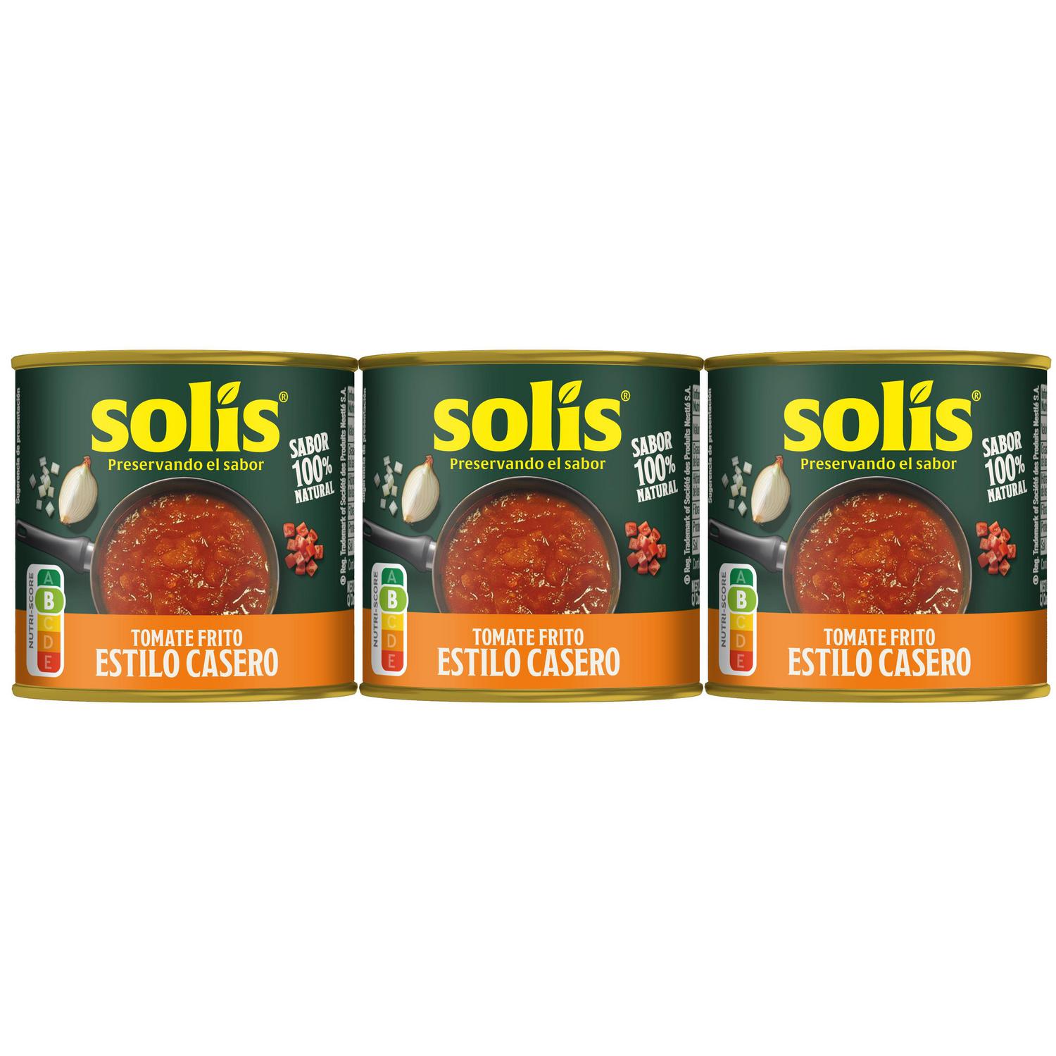 Tomate frito estilo casero Solís sin gluten pack 3 latas de 100 g. — otra vista del envase