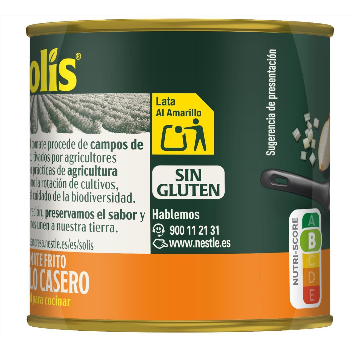 Tomate frito estilo casero Solís sin gluten pack 3 latas de 100 g. — otra vista del envase