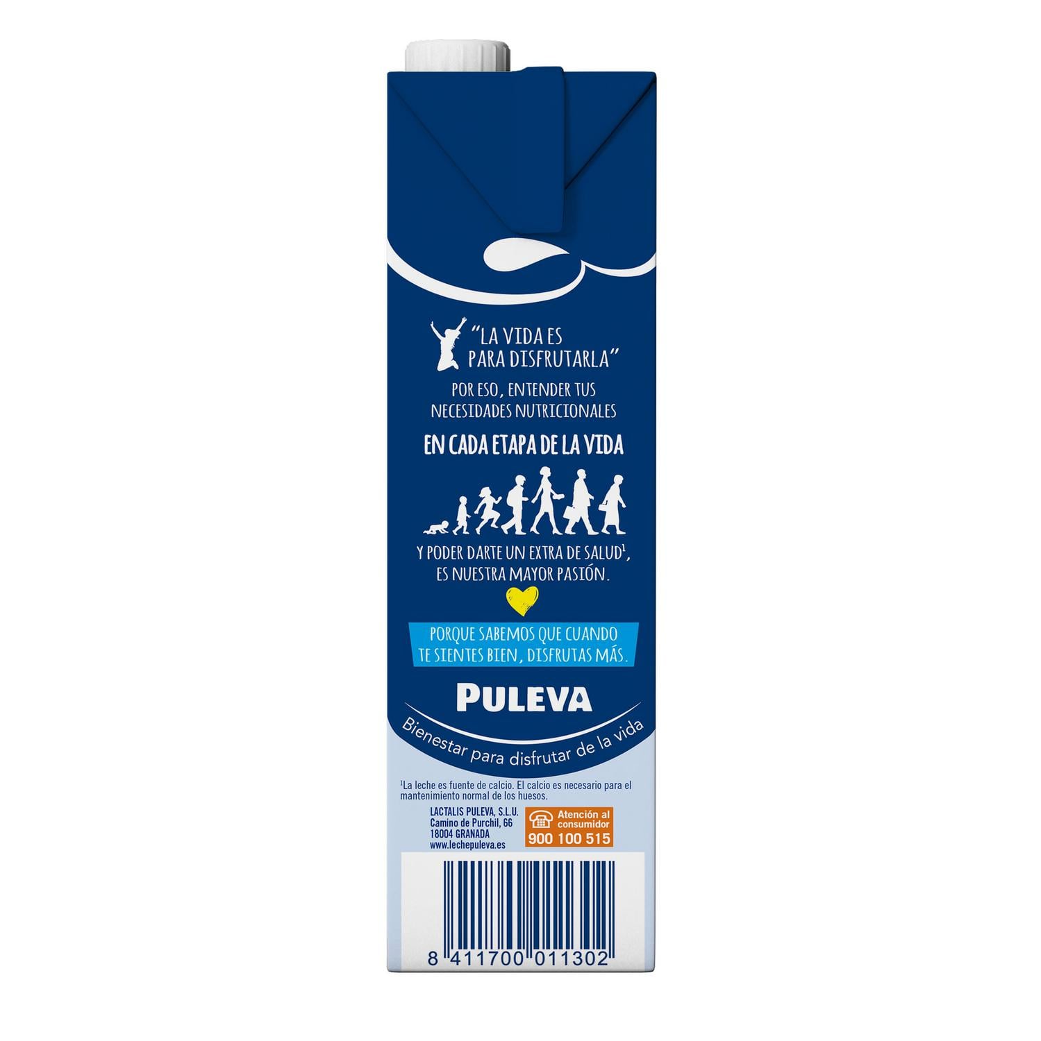 Preparado lácteo con nueces Omega 3 Puleva sin gluten brik 1 l. — otra vista del envase