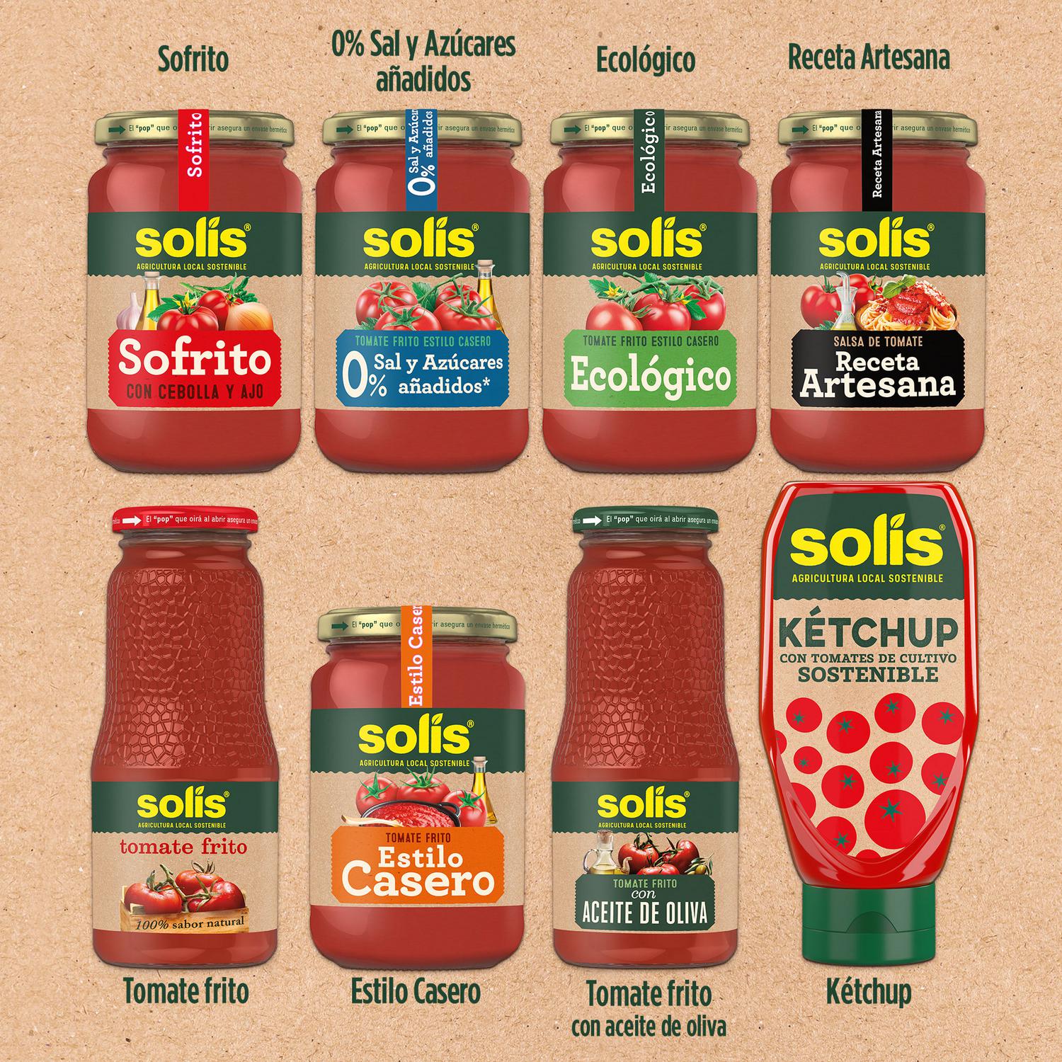 Tomate frito Solís sin gluten pack 2 tarros de 460 g. — otra vista del envase