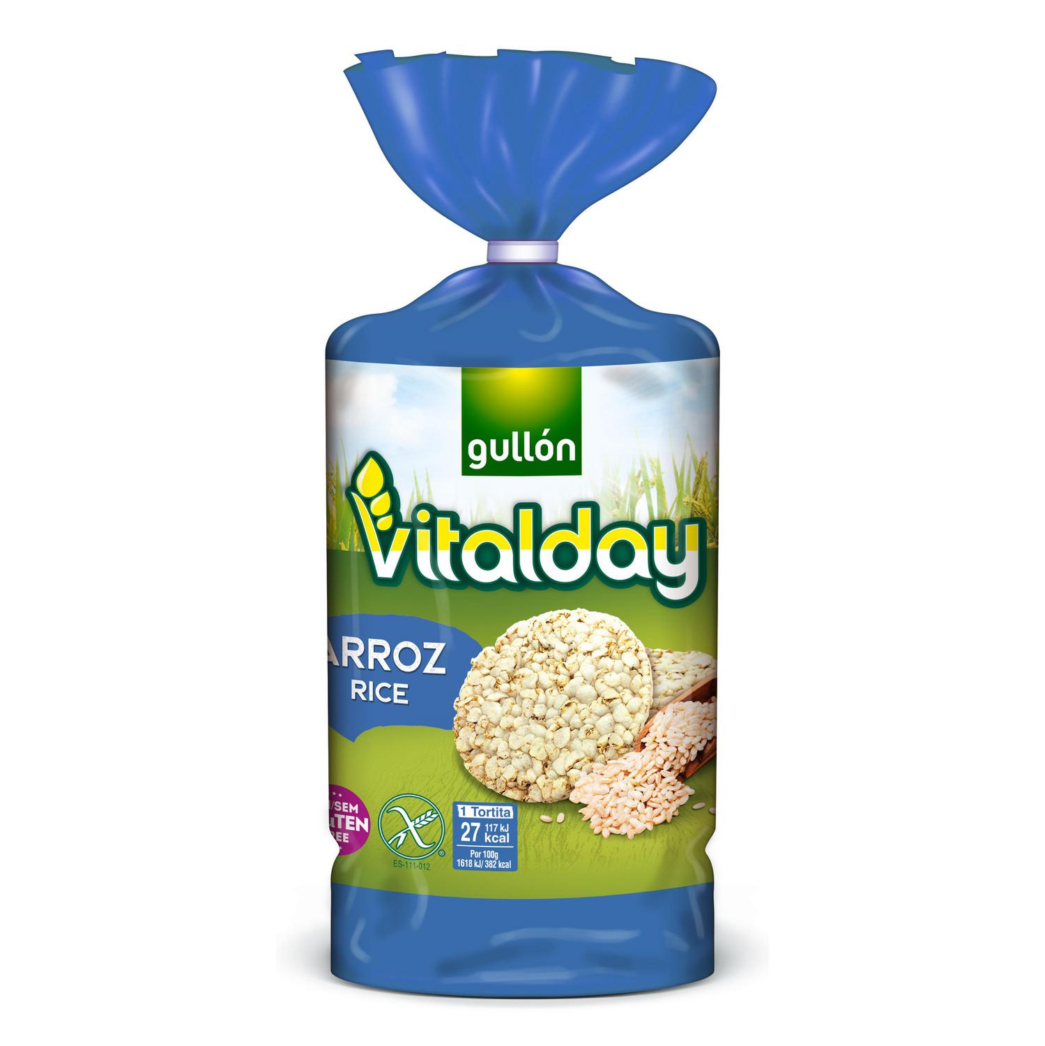 Tortitas de arroz Vitalday Gullón sin gluten 130 g. — otra vista del envase