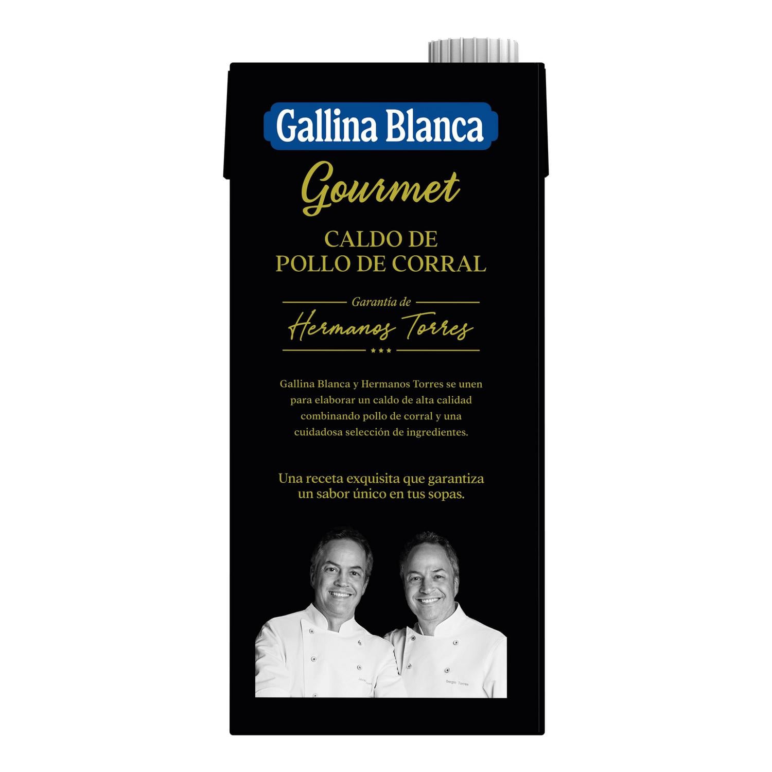 Caldo natural de pollo de corral Gourmet Gallina Blanca sin gluten brik 1 l. — otra vista del envase