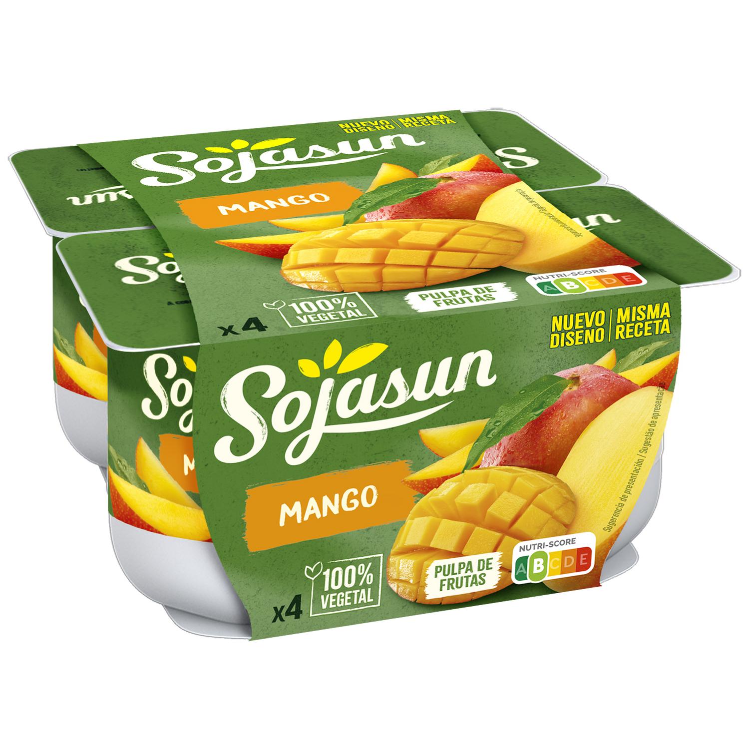 Preparado de soja con mango Sojasun sin gluten y sin lactosa pack de 4 unidades de 100 g. — otra vista del envase