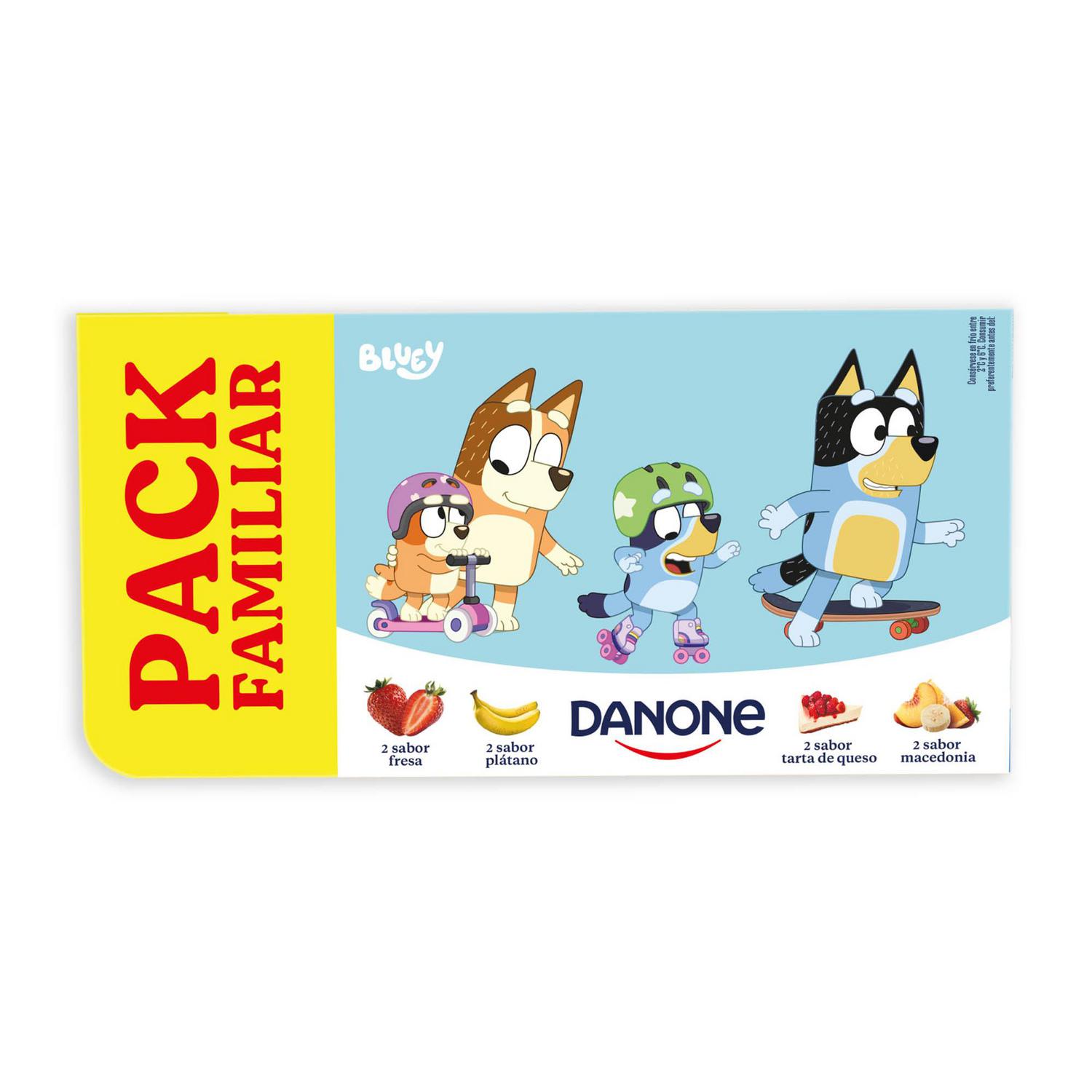 Yogur sabor fresa, de plátano, de macedonia y de tarta de queso Danone sin gluten pack de 8 unidades de 120 g. — otra vista del envase