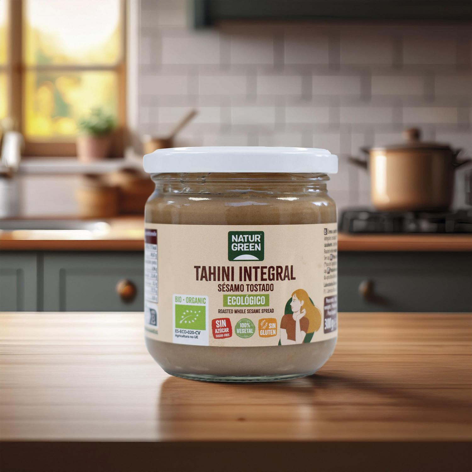 Tahin tostado ecológico NaturGreen sin gluten tarro 300 g. — otra vista del envase
