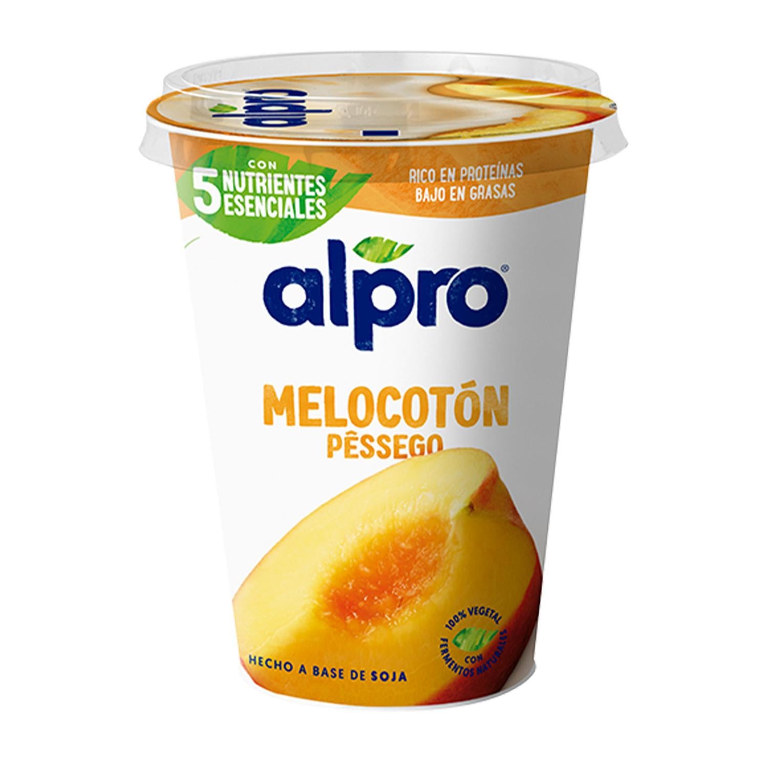 Preparado de soja sabor melocotón Alpro sin gluten y sin lactosa 400 g. — otra vista del envase