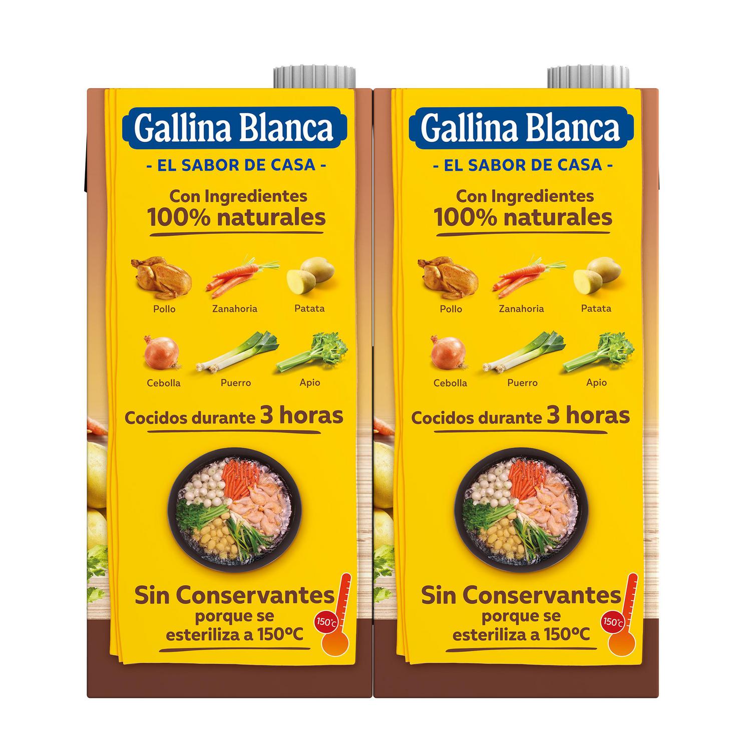 Caldo casero de pollo Gallina Blanca sin gluten pack de 2 briks de 1 l. — otra vista del envase