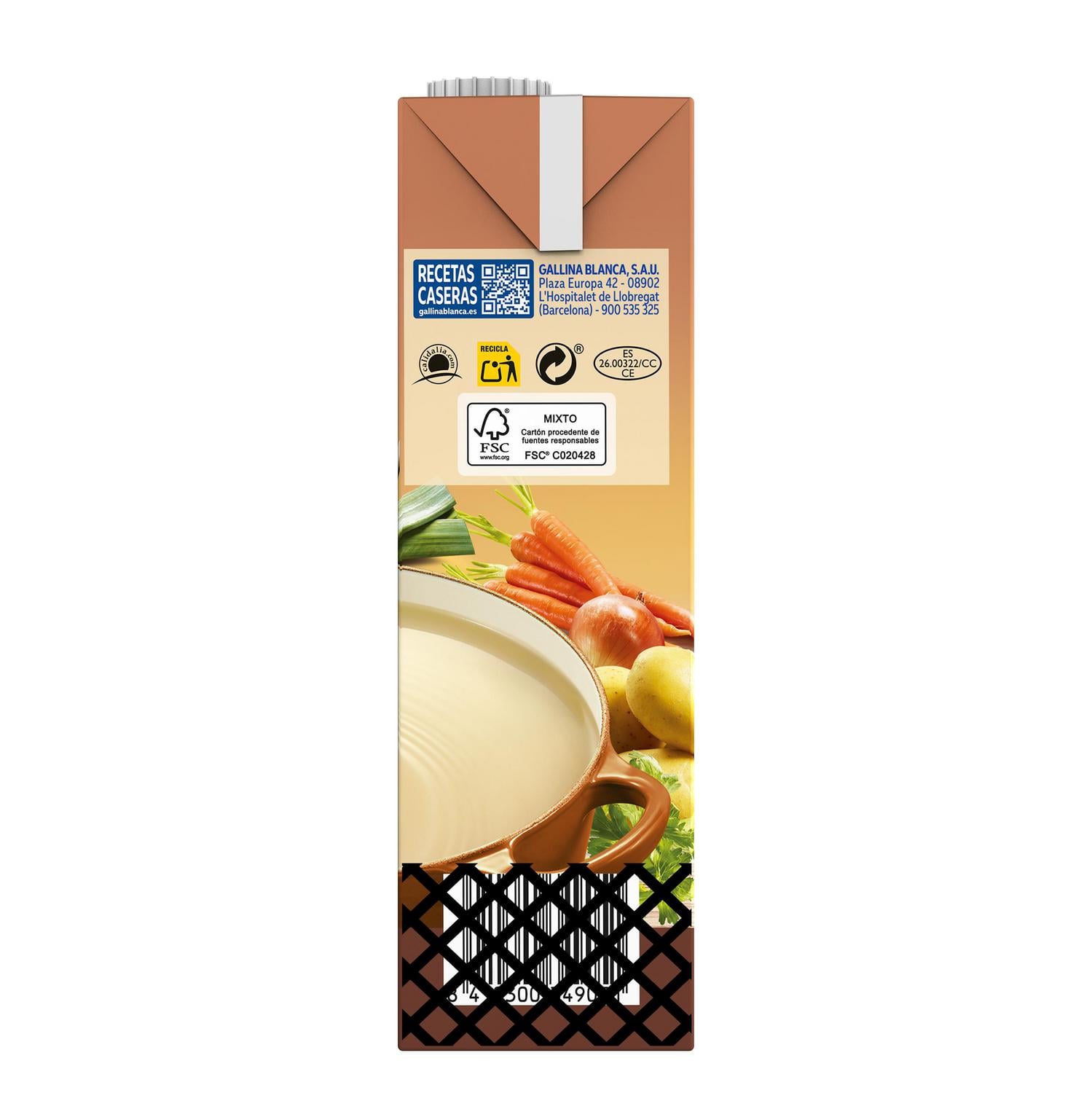 Caldo casero de pollo Gallina Blanca sin gluten pack de 2 briks de 1 l. — otra vista del envase