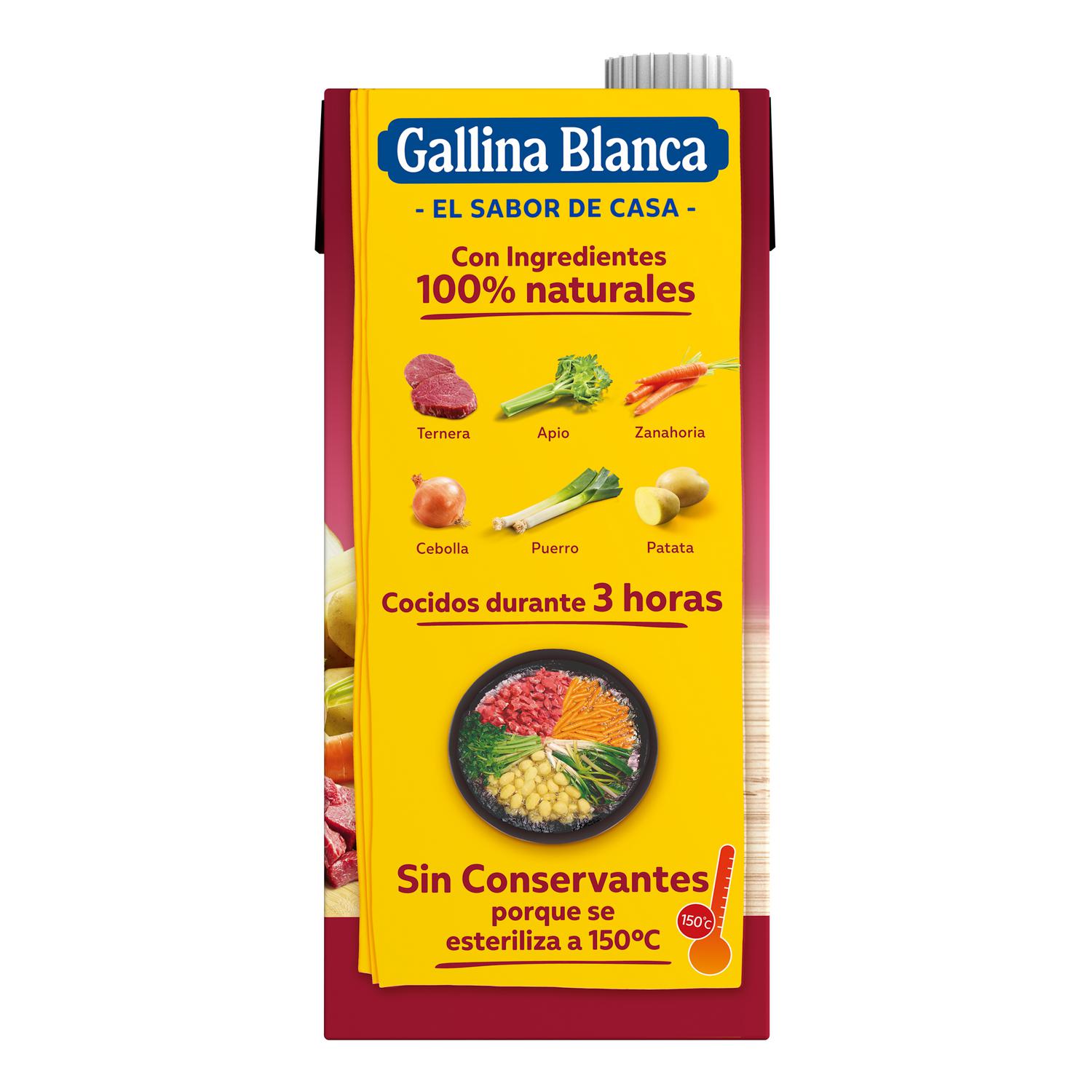 Caldo casero de carne Gallina Blanca sin gluten 1 l. — otra vista del envase