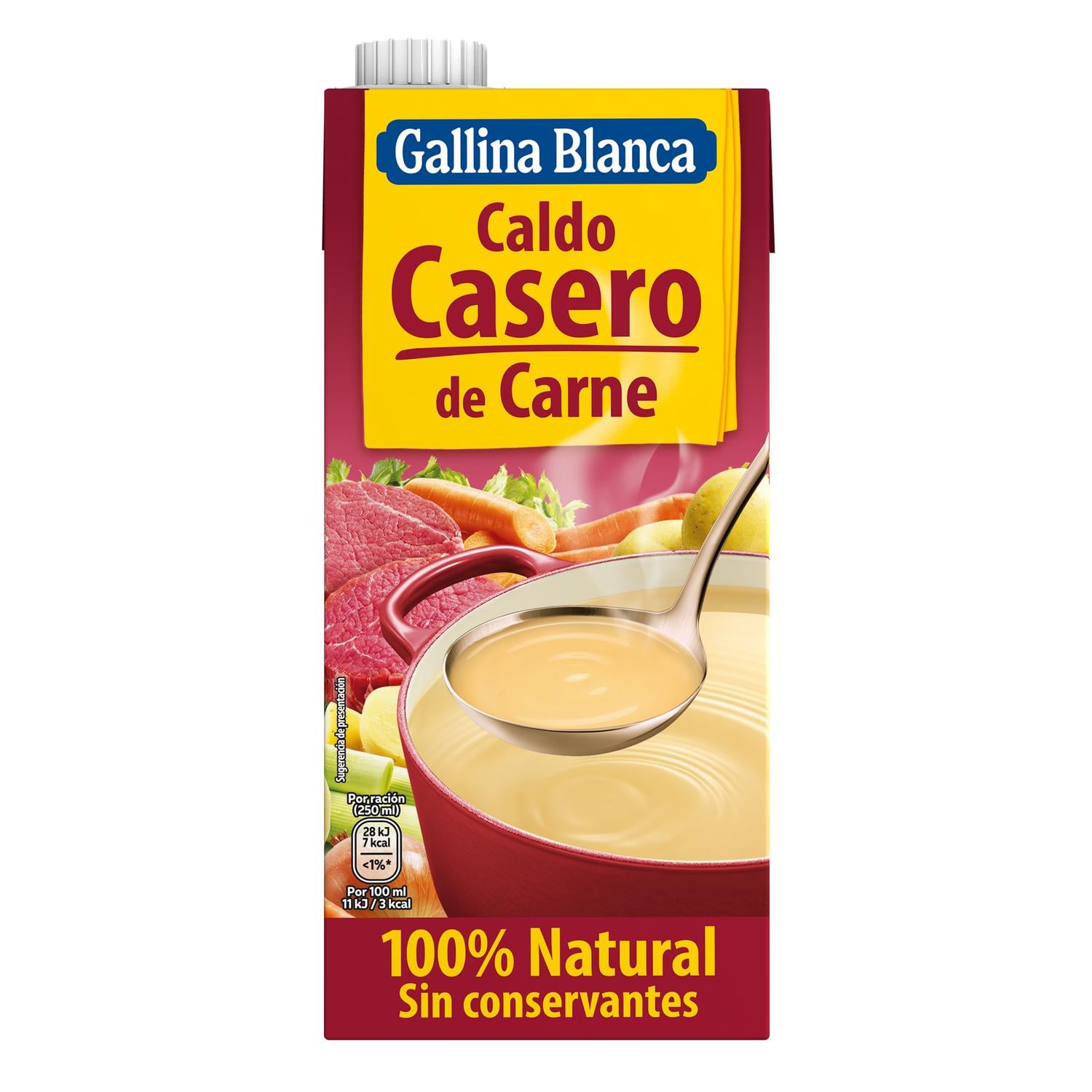 Caldo casero de carne Gallina Blanca sin gluten 1 l. — otra vista del envase
