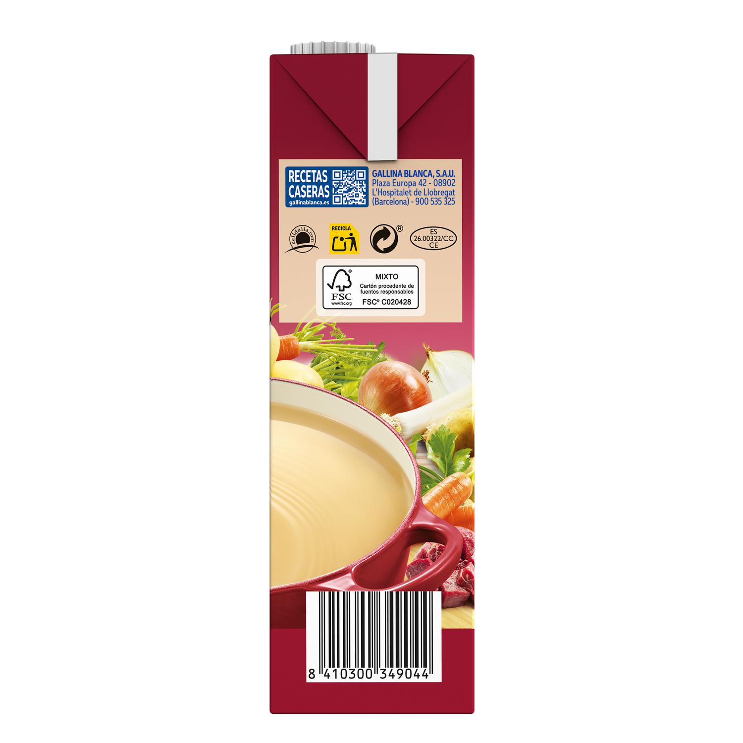 Caldo casero de carne Gallina Blanca sin gluten 1 l. — otra vista del envase