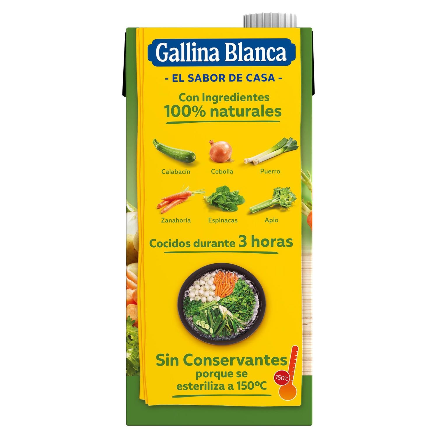 Caldo casero de verduras Gallina Blanca sin gluten 1 l. — otra vista del envase