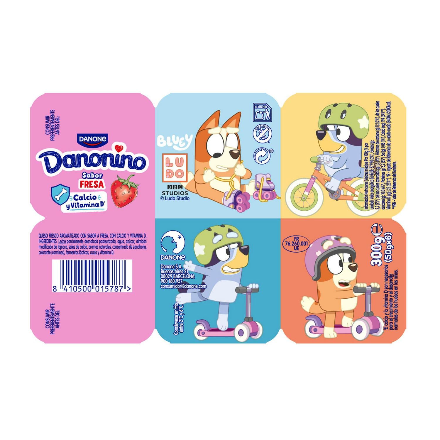 Petit sabor fresa Danone Danonino sin gluten pack de 6 unidades de 50 g. — otra vista del envase