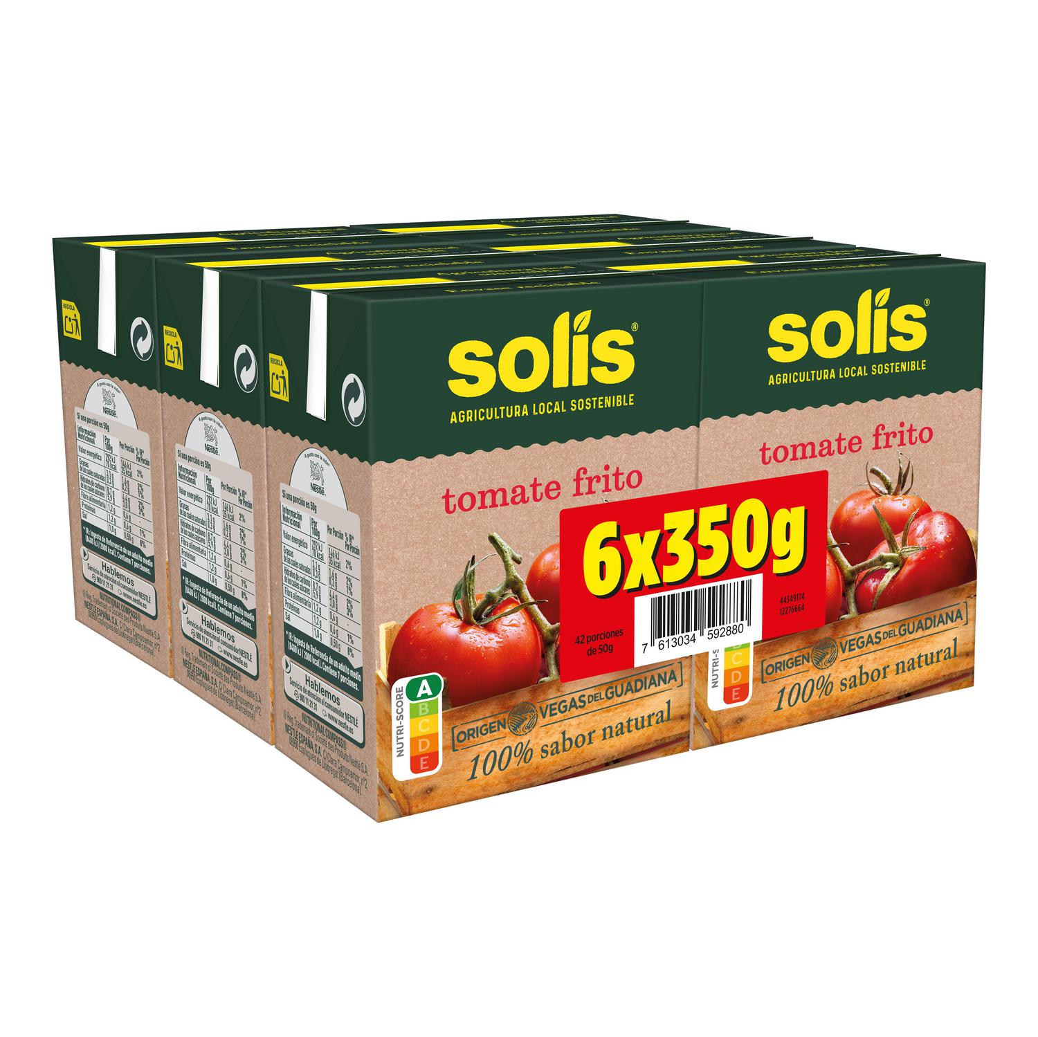 Tomate frito Solís sin gluten pack de 6 brik de 350 g. — otra vista del envase