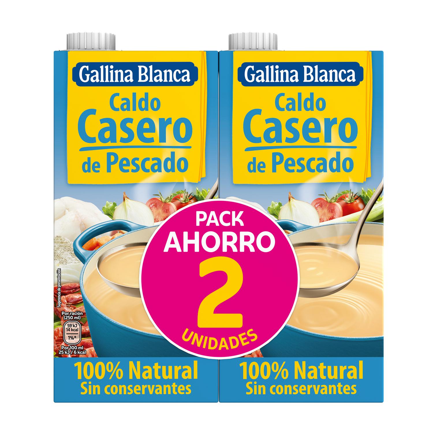 Caldo casero de pescado Gallina Blanca sin gluten pack de 2 briks de 1 l. — otra vista del envase