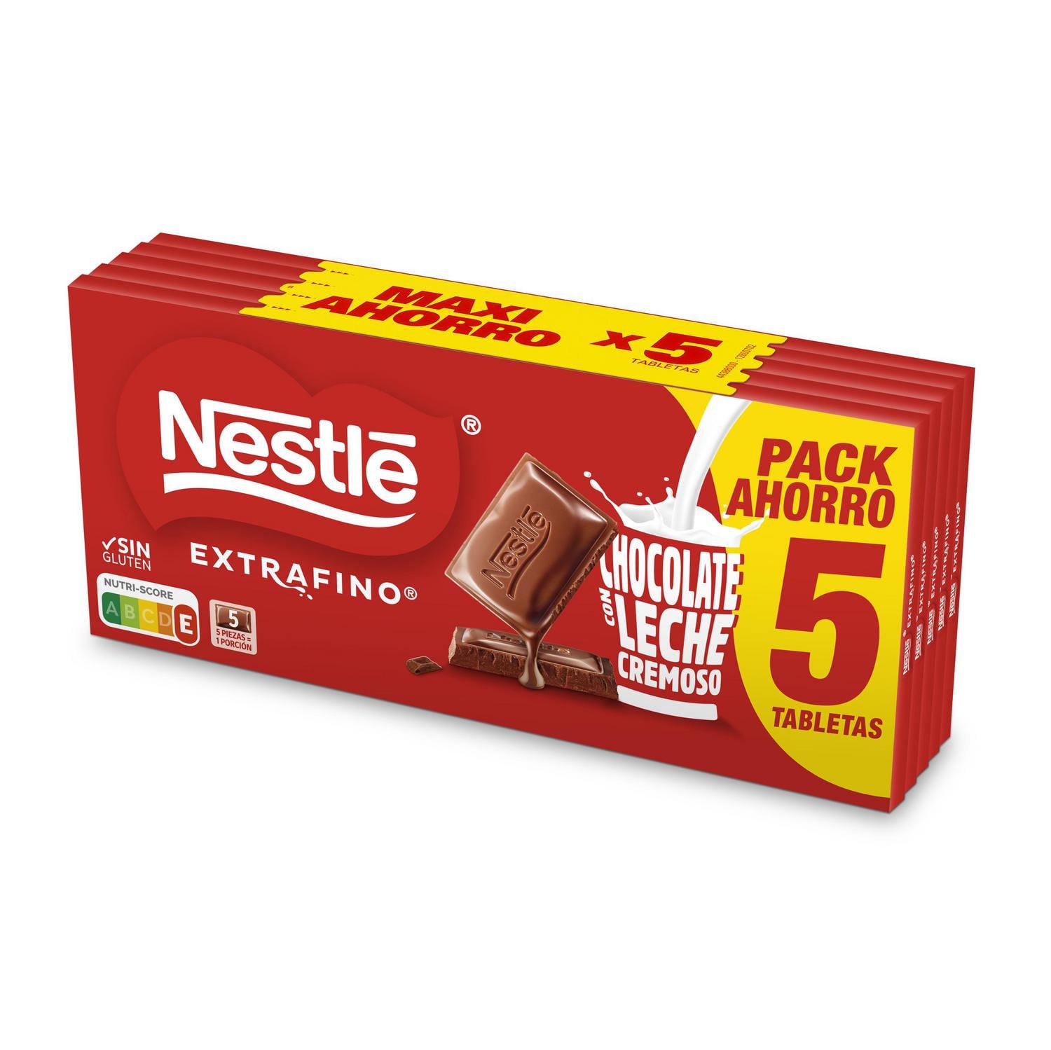 Chocolate con leche extrafino Nestlé sin gluten pack de 5 unidades de 125 g. — otra vista del envase