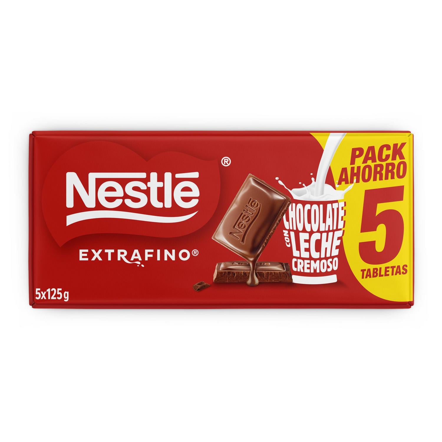 Chocolate con leche extrafino Nestlé sin gluten pack de 5 unidades de 125 g. — otra vista del envase
