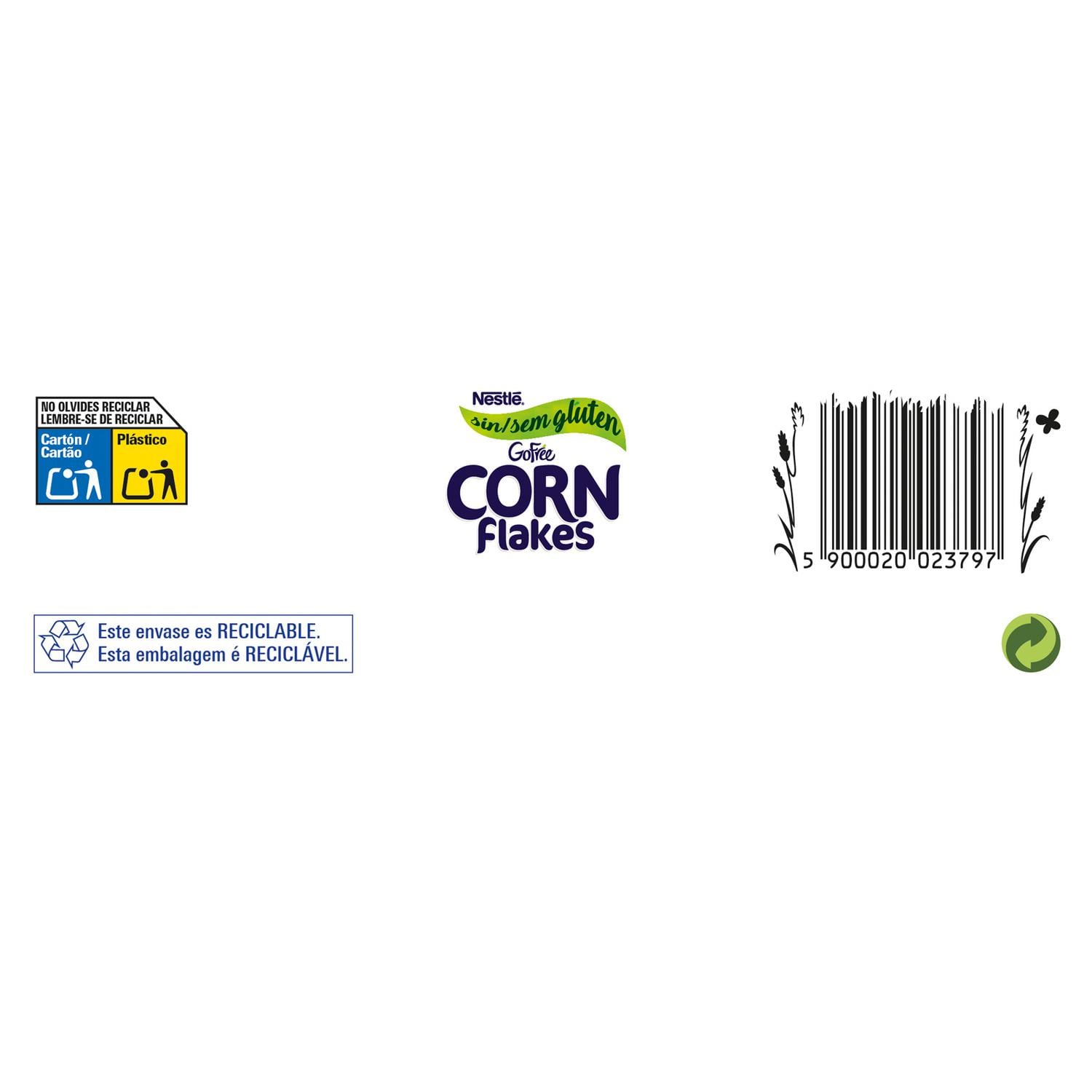 Cereales de maíz Corn Flakes Nestlé sin gluten 375 g. — otra vista del envase