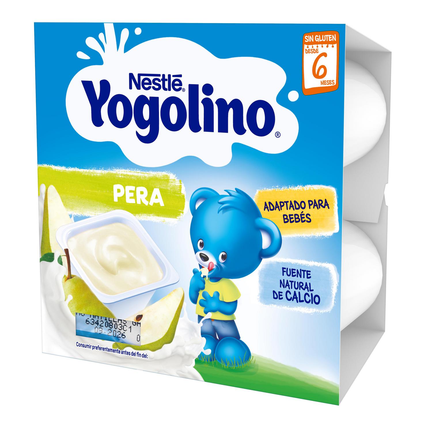 Postre lácteo de pera desde 6 meses Nestlé Yogolino sin gluten pack de 4 unidades de 100 g. — otra vista del envase