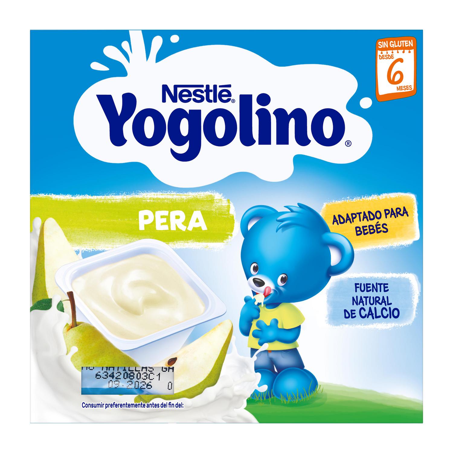 Postre lácteo de pera desde 6 meses Nestlé Yogolino sin gluten pack de 4 unidades de 100 g. — otra vista del envase