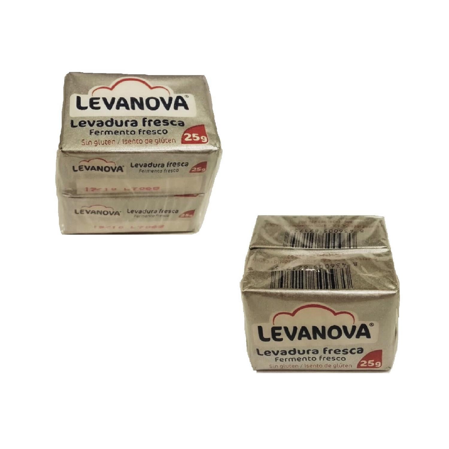 Levadura fresca Levanova sin gluten pack de 2 sobres de 25 g. — otra vista del envase
